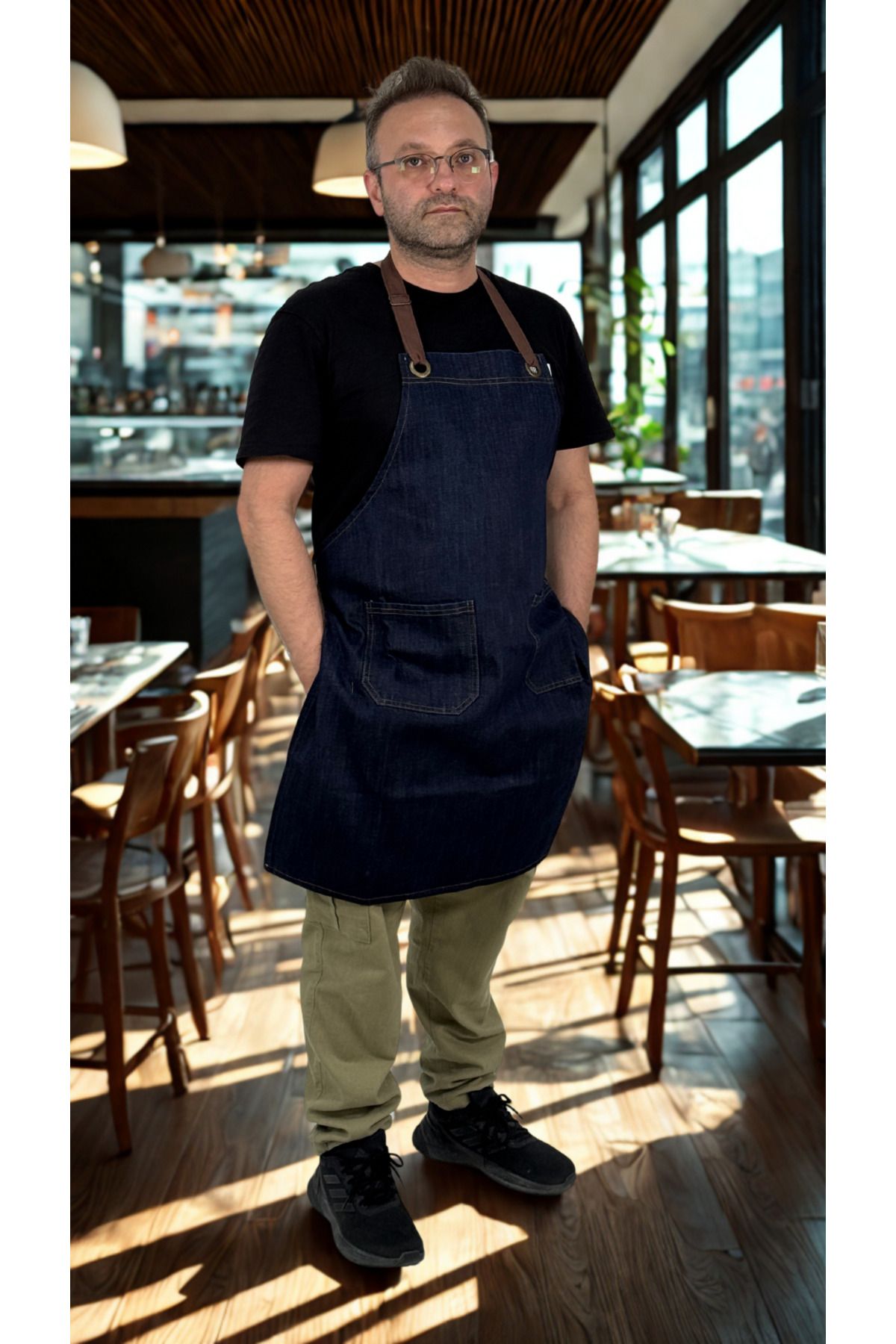 Monki Haus Kot Denim Önlük Mutfak Kafe Barista Çiçekçi Çikolatacı Kuaför Atölye Boyama Unisex