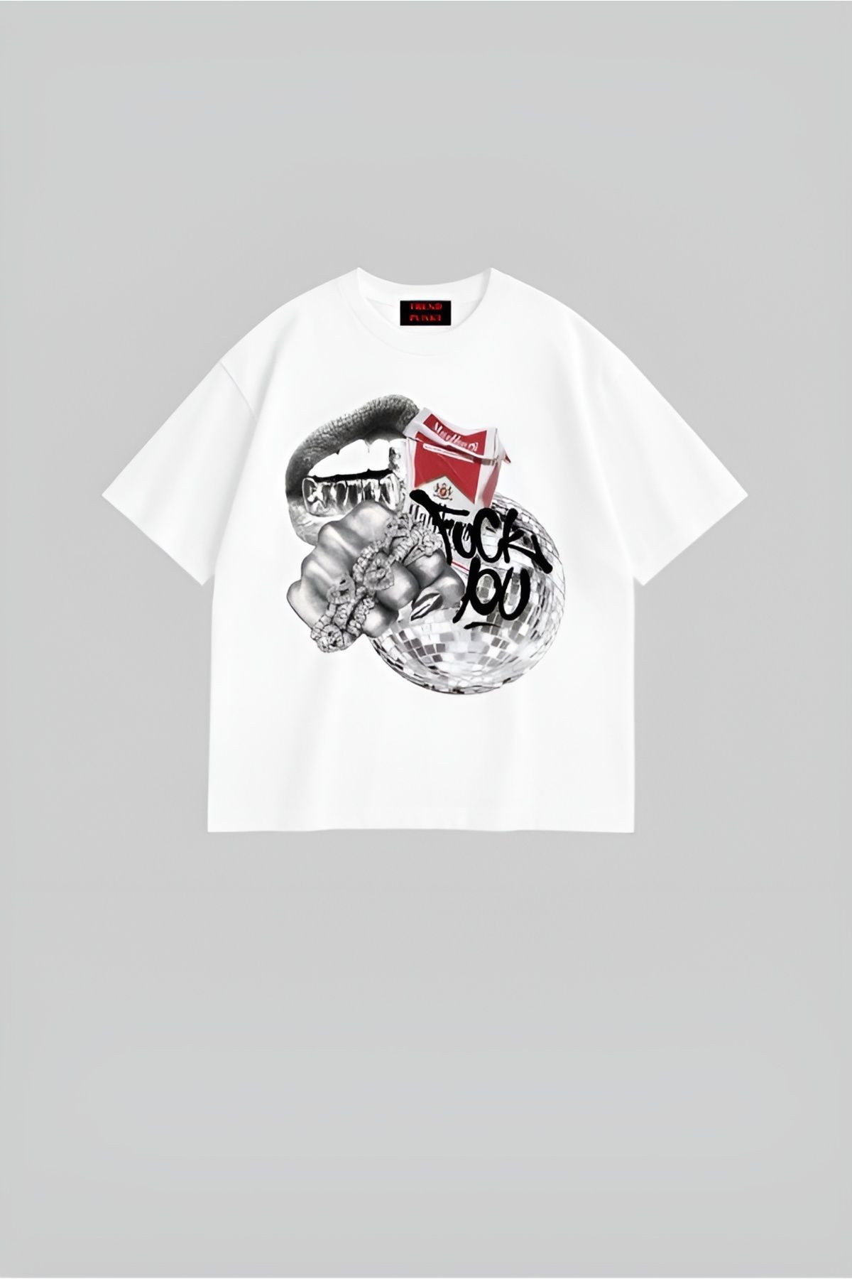 TRENDPUNKY GANG STREET GRİLLZ DİSKO BASKILI YAZLIK YAZ TEMALI Y2K OVERSİZE T-SHİRT