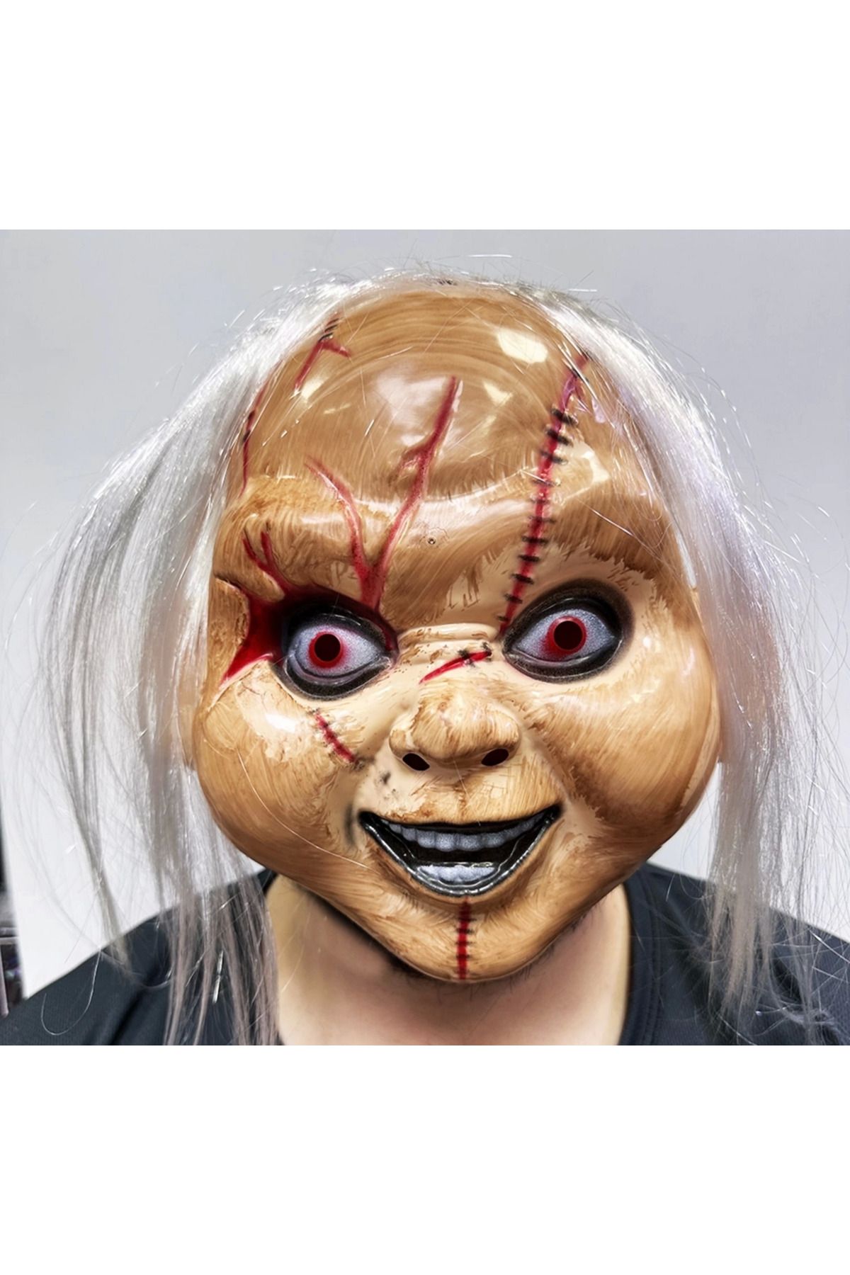Yuba Avm Beyaz Saçlı Çaki Maskesi Chucky Maskesi Yetişkin Çocuk Uyumlu