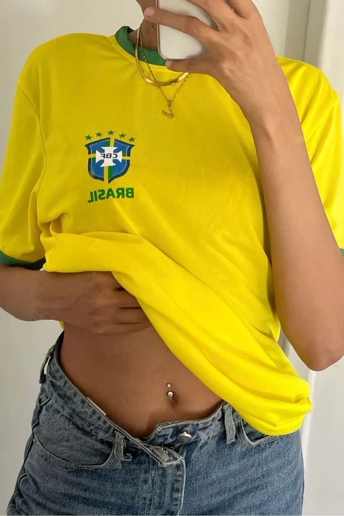 1blood Sarı Vintage Brasil Yeşil Şeritli Unisex Forma