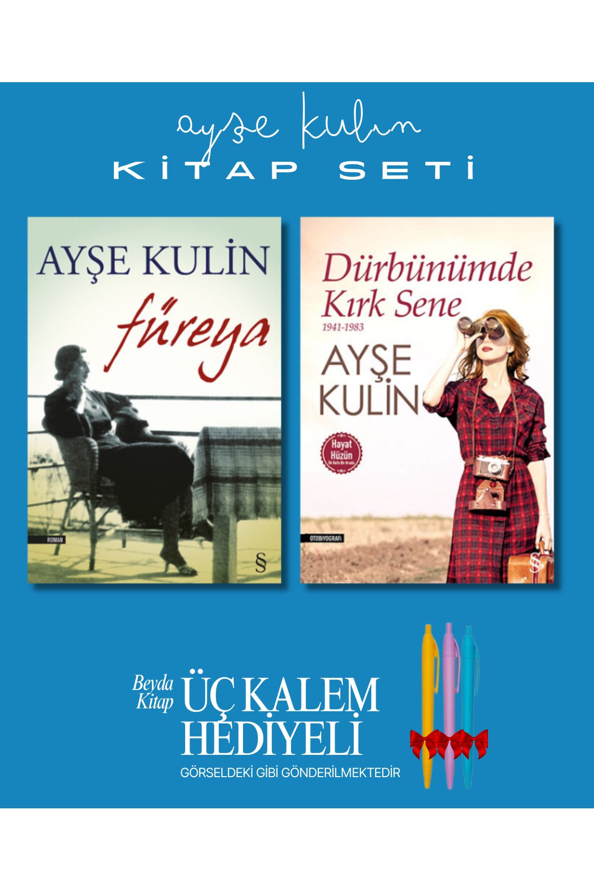 Everest Yayınları Füreya - Dürbünümde Kırk Sene - Ayşe Kulin - Kitap Seti - Üç Kalem Hediyeli