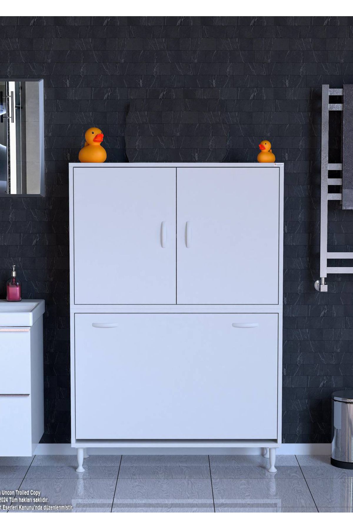Modilayn 90 x 138 x 32,5 cm' lik Kapak İçi Çift Raflı,Organizatör Mutfak Dolabı Sepetli Çok Amaçlı Dolap