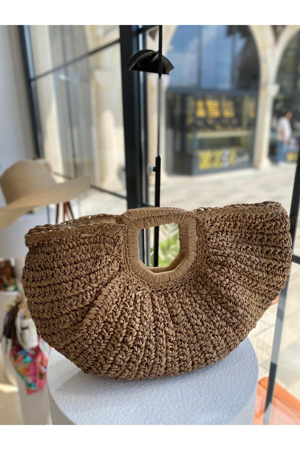 ZeynepKeskinDesign Kadın Hasır Çanta, Örgü Çanta, Plaj Çantası, Kadın Omuz Çantası