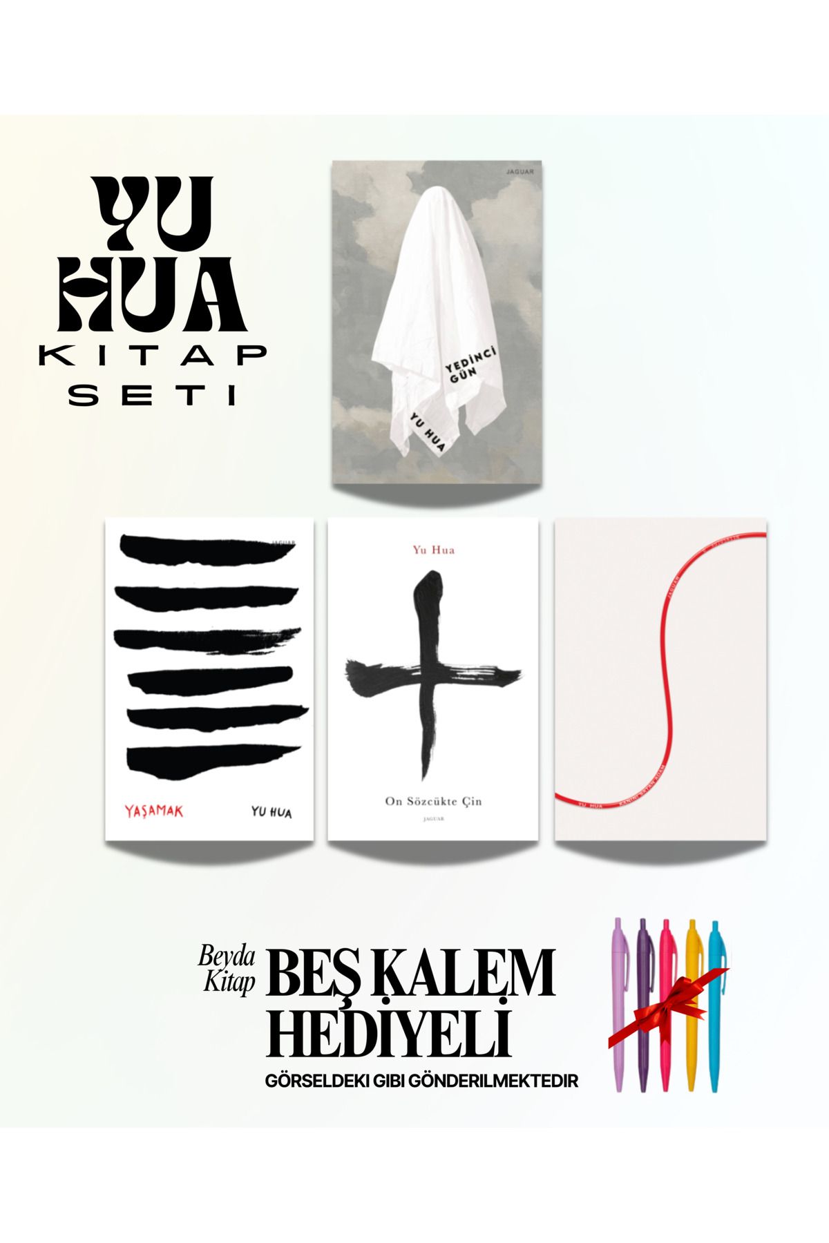 Jaguar Kitap Yu Hua Kitap Seti (4 Kitap) Yaşamak, Yedinci Gün, Kanını Satan, On Sözcük - Beş Kalem Hediyeli