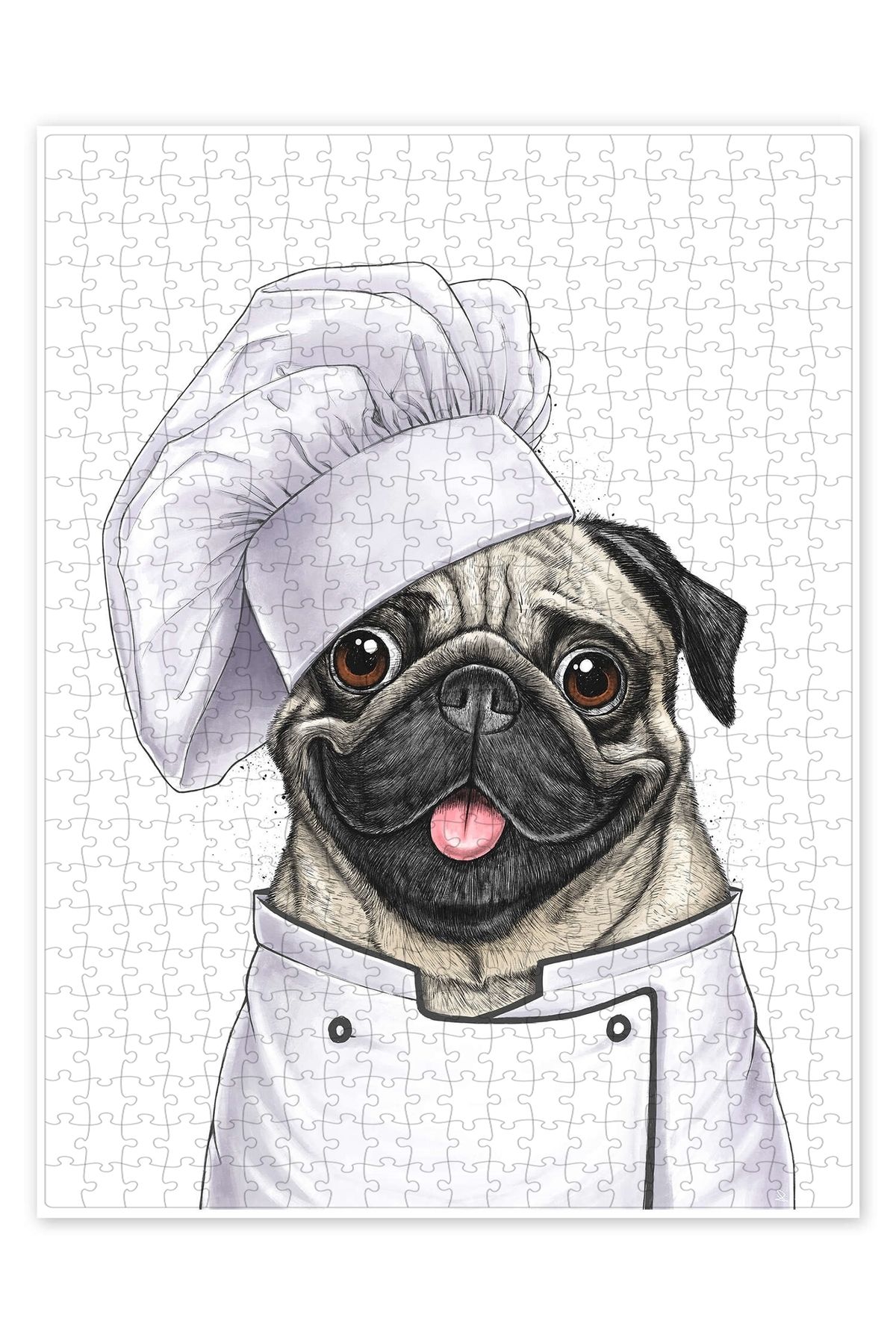 Jeronkarji Pug Şef 500 Parça Puzzle Yapboz Kedi Köpek Temalı Doğa ve Orman Hayvanları