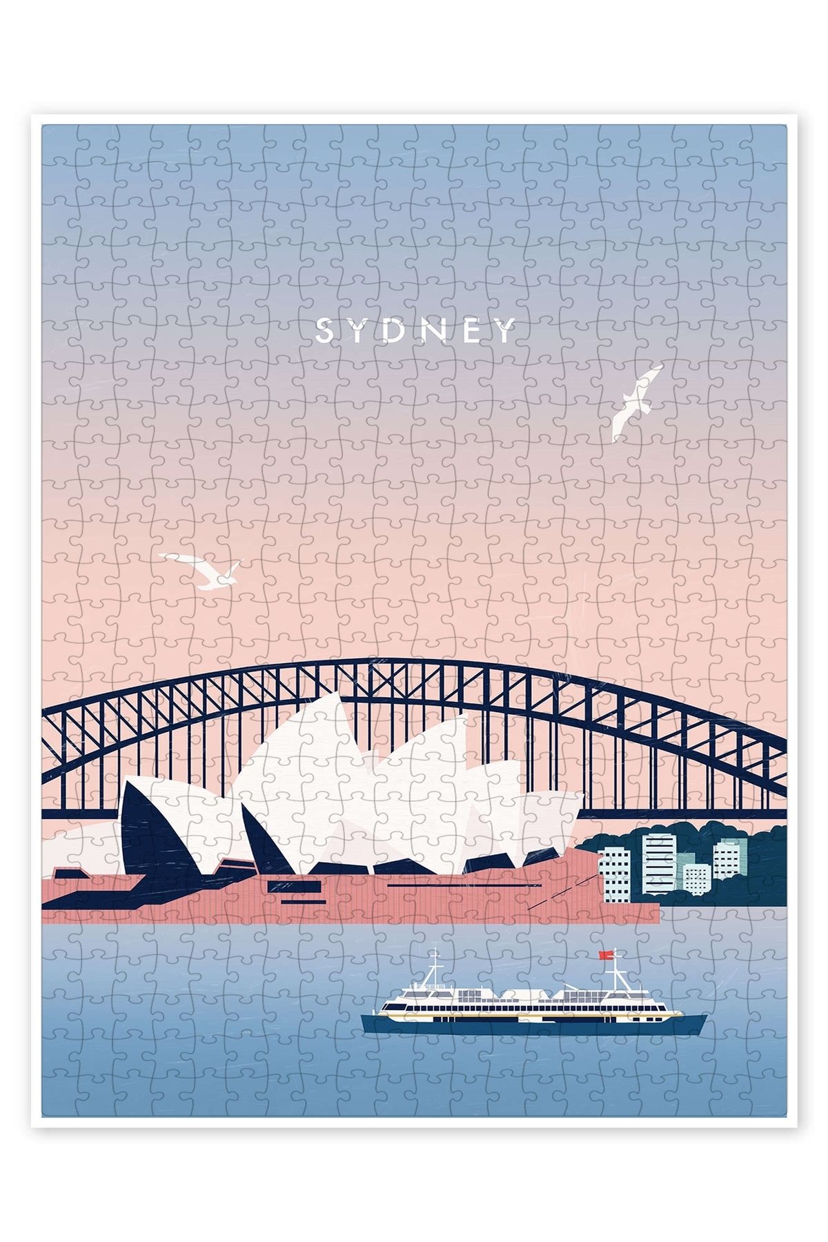 Jeronkarji Sidney Seyahat Poster 500 Parça Puzzle Yapboz Şehir Manzara Temalı Hobilik