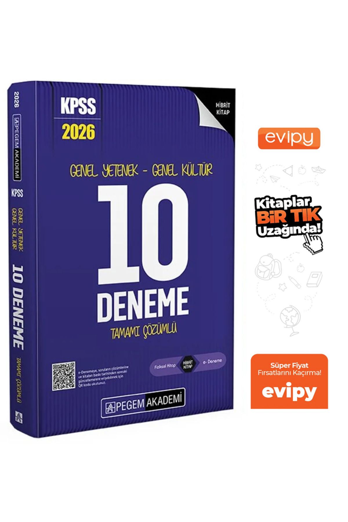 Pegem Akademi Yayıncılık 2026 KPSS Genel Yetenek Genel Kültür 10 Deneme Çözümlü Ayraç Hediyeli