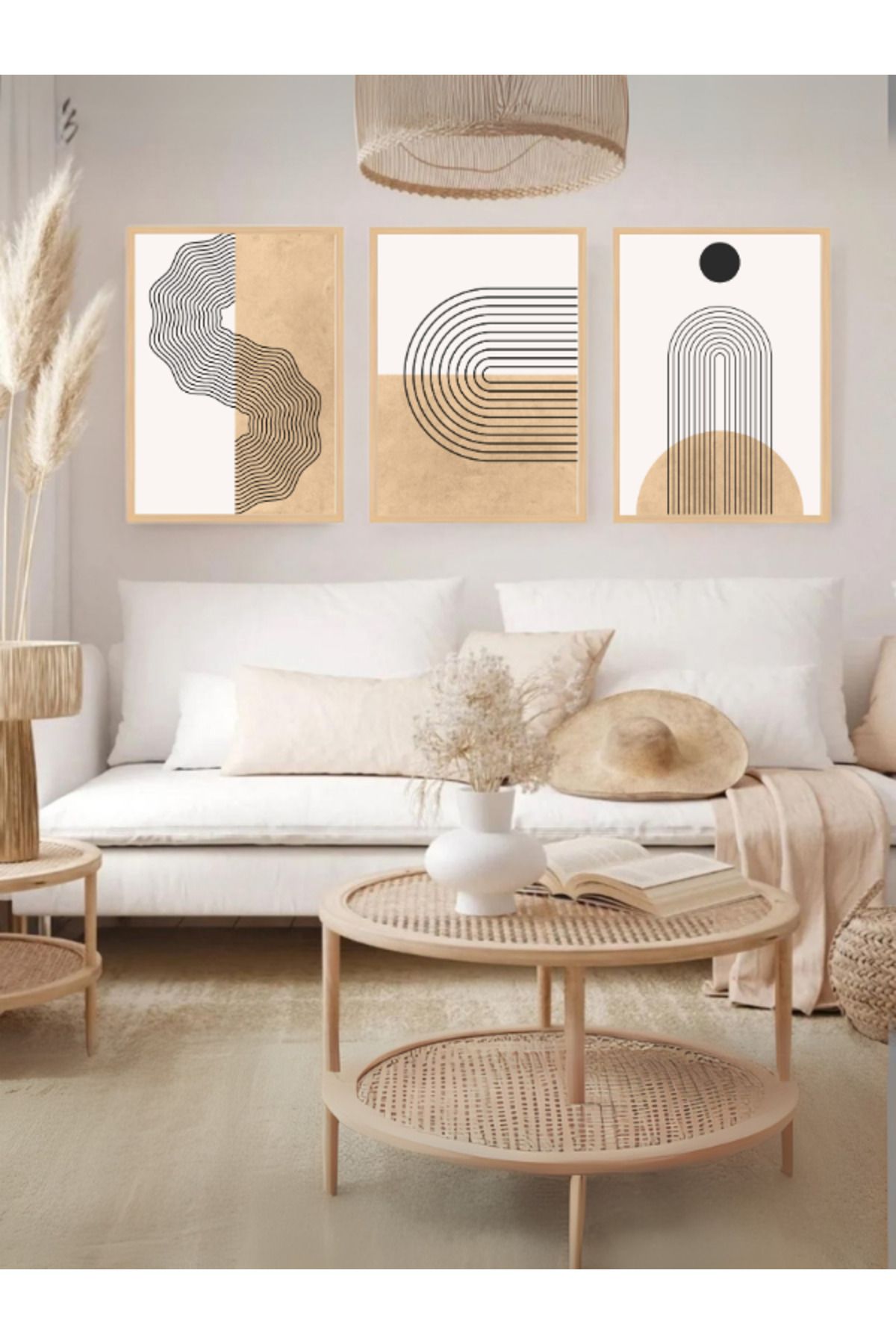 Tuba Decor 3 Parça Ahşap Çerçeve Görünümlü Mdf Tablo Seti