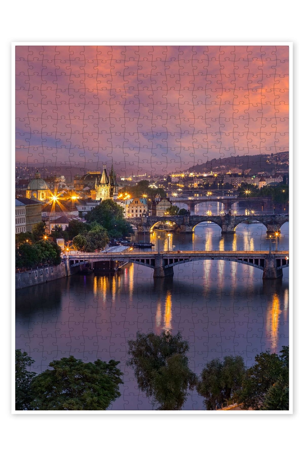 Jeronkarji Prag'da Vltava Nehri gün batımı 500 Parça Puzzle Yapboz Şehir Manzara Temalı Hobilik