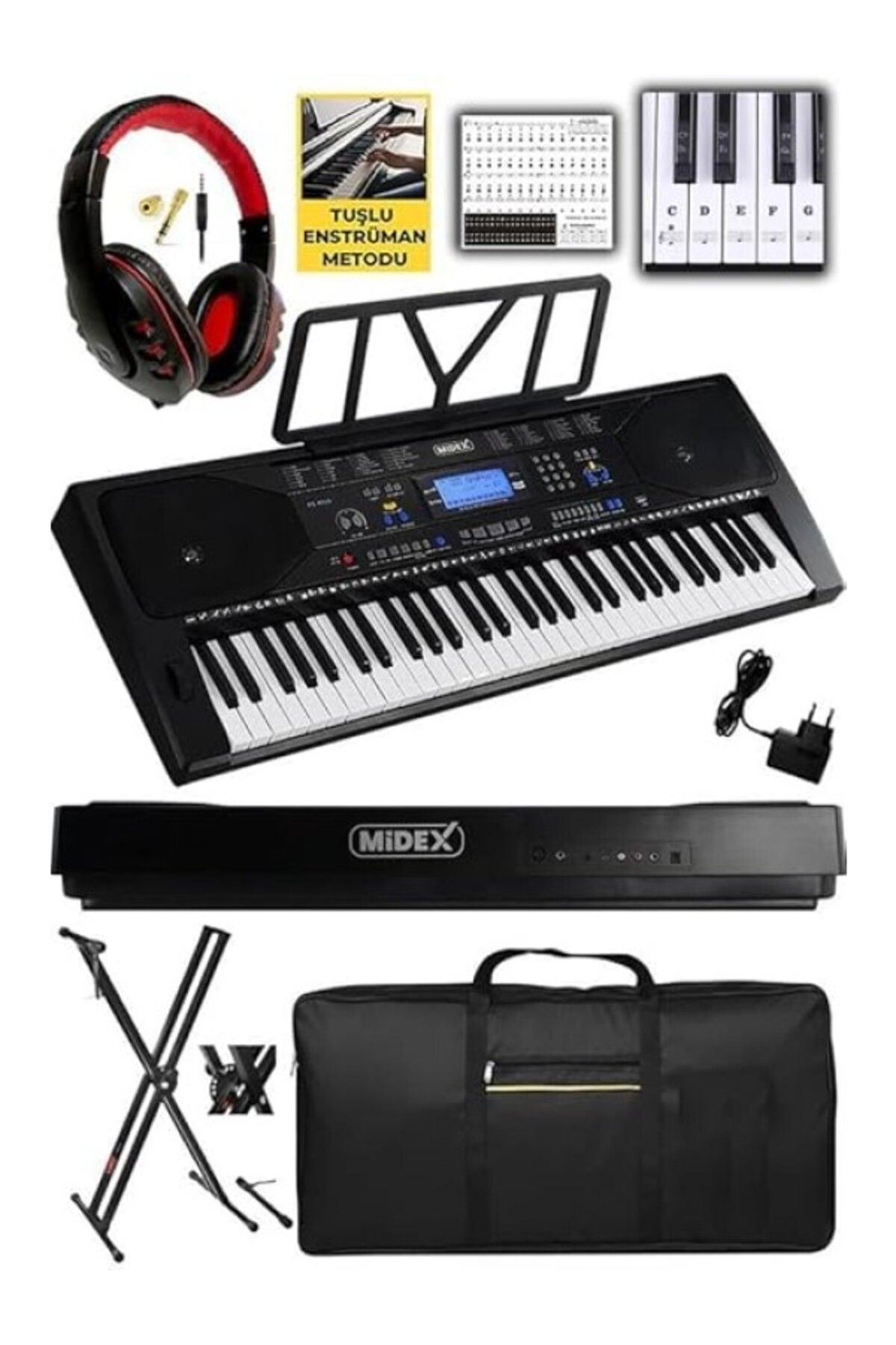 ShopZum Ps-4500Ks Tuş Hassasiyetli 61 Tuşlu Org Lcd Ekran Usb Mp3 (Stand Kulaklık Çanta Notalık Adaptör)