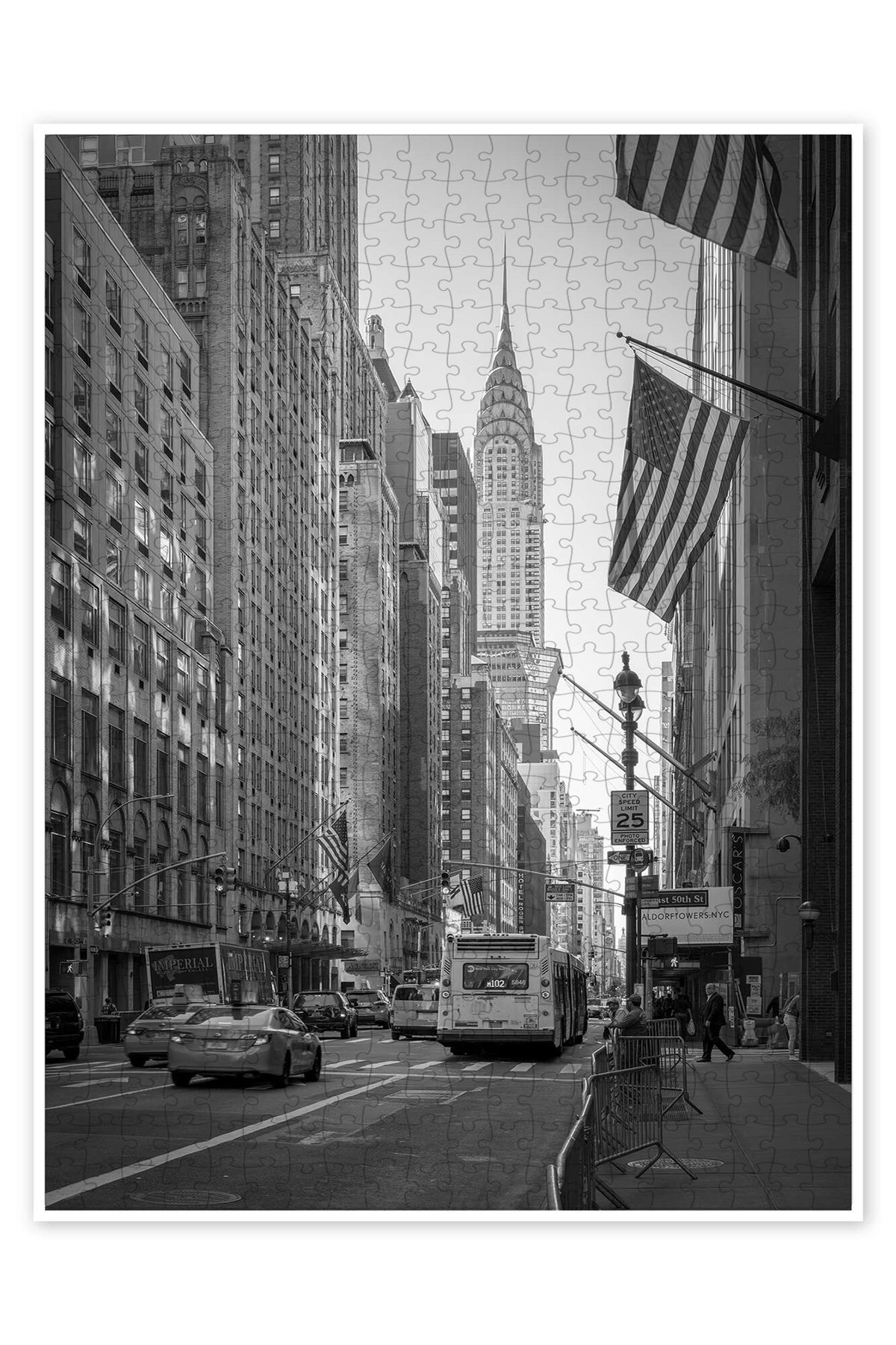 Jeronkarji ABD, New York, Manhattan'daki Chrysler Binası 500 Parça Puzzle Yapboz Şehir Manzara Temalı Hobilik