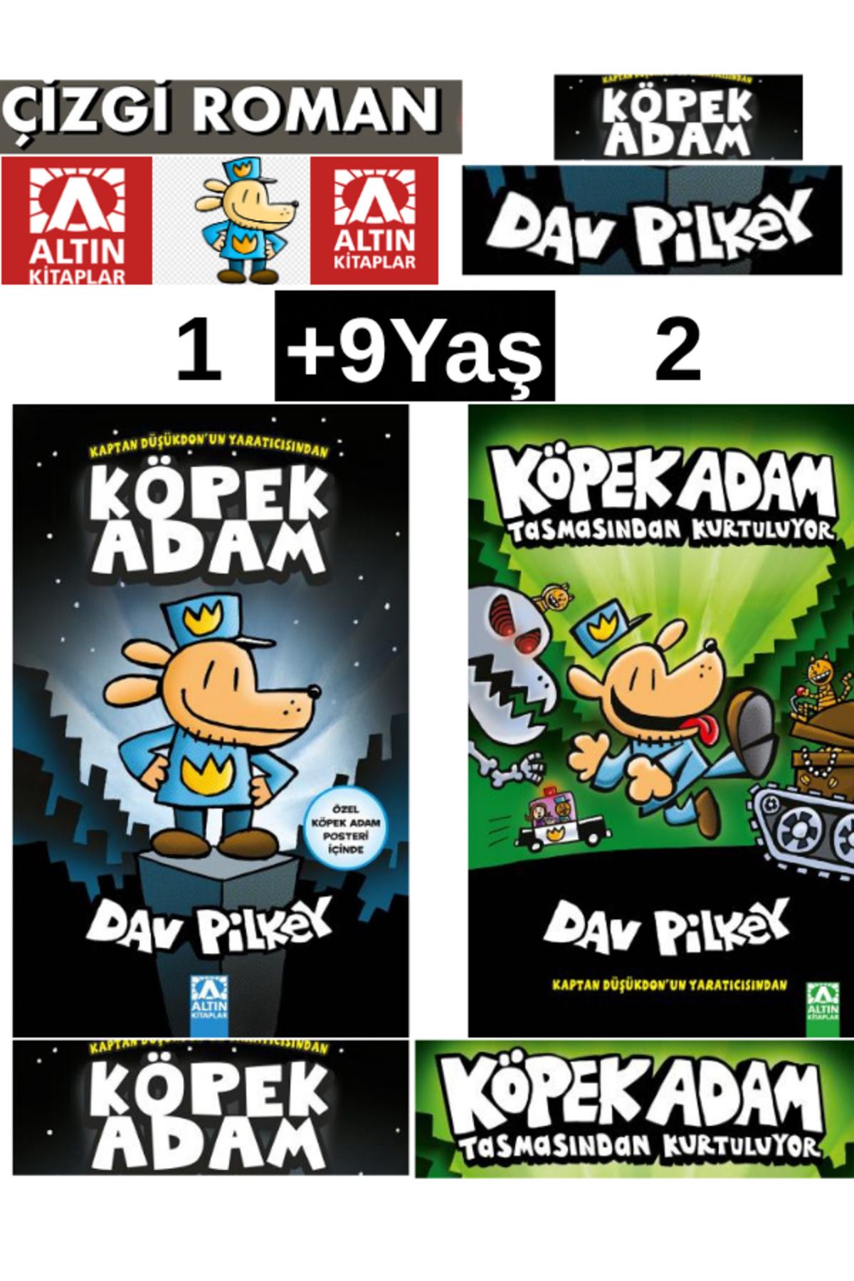 Fenomen Yayıncılık KöpekAdam 1-2 Köpek Adam-Köpek Adam Tasmasından Kurtuluyor 1-2.Kitap Çizgi roman