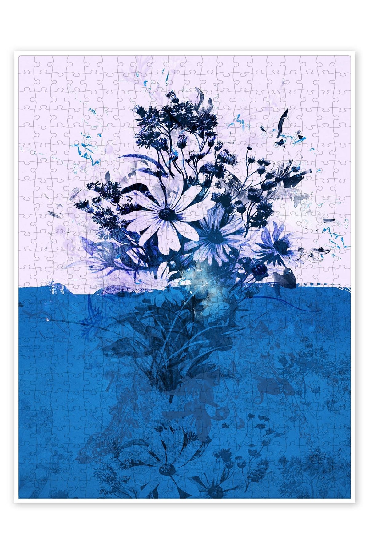 Jeronkarji Mavi Buket, 2017 500 Parça Puzzle Yapboz Bohem Soyut Sanat Temalı