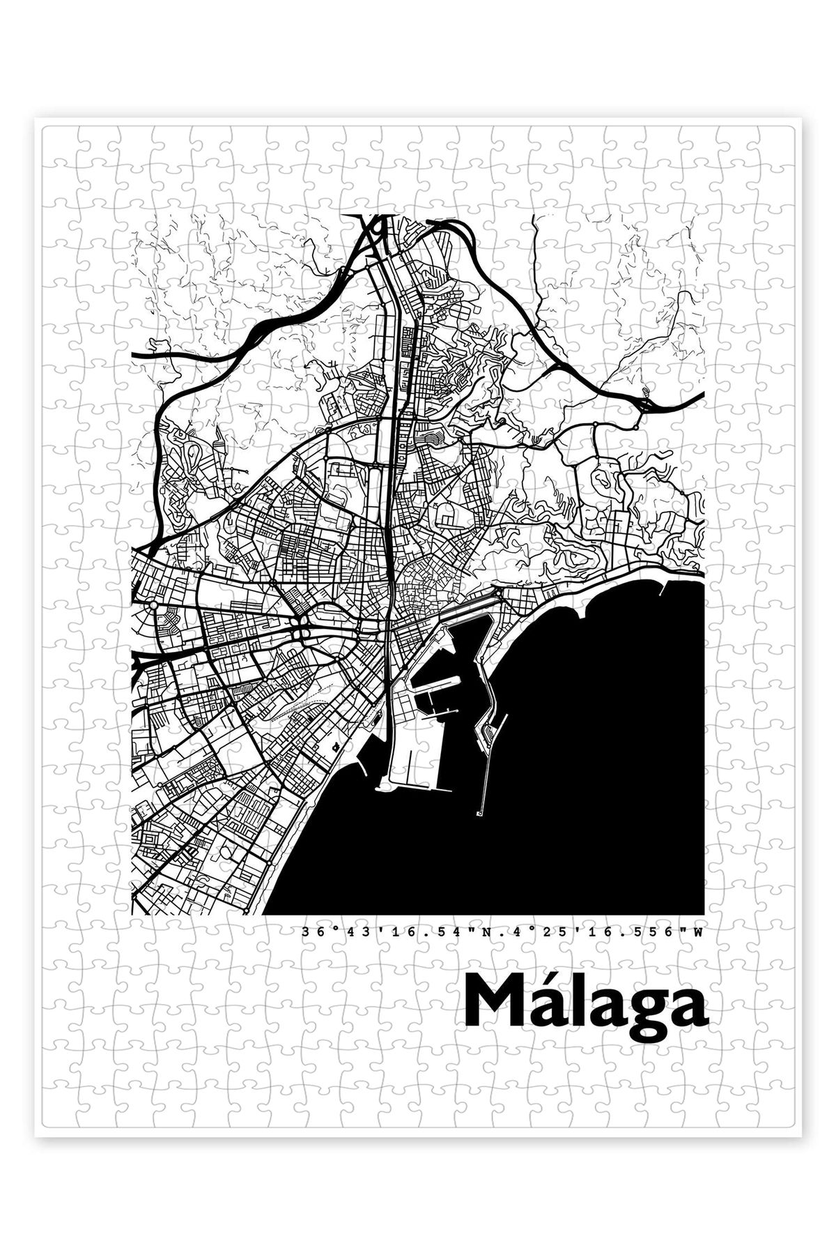 Jeronkarji Malaga Şehir Haritası 500 Parça Puzzle Yapboz Şehir Manzara Temalı Hobilik