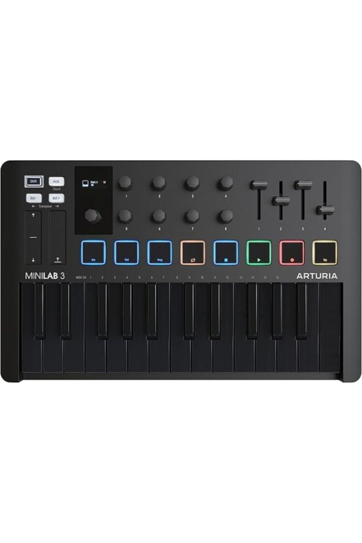 ShopZum Arturia Minilab 3 Deep Black, Klavye, Siyah Beyaz