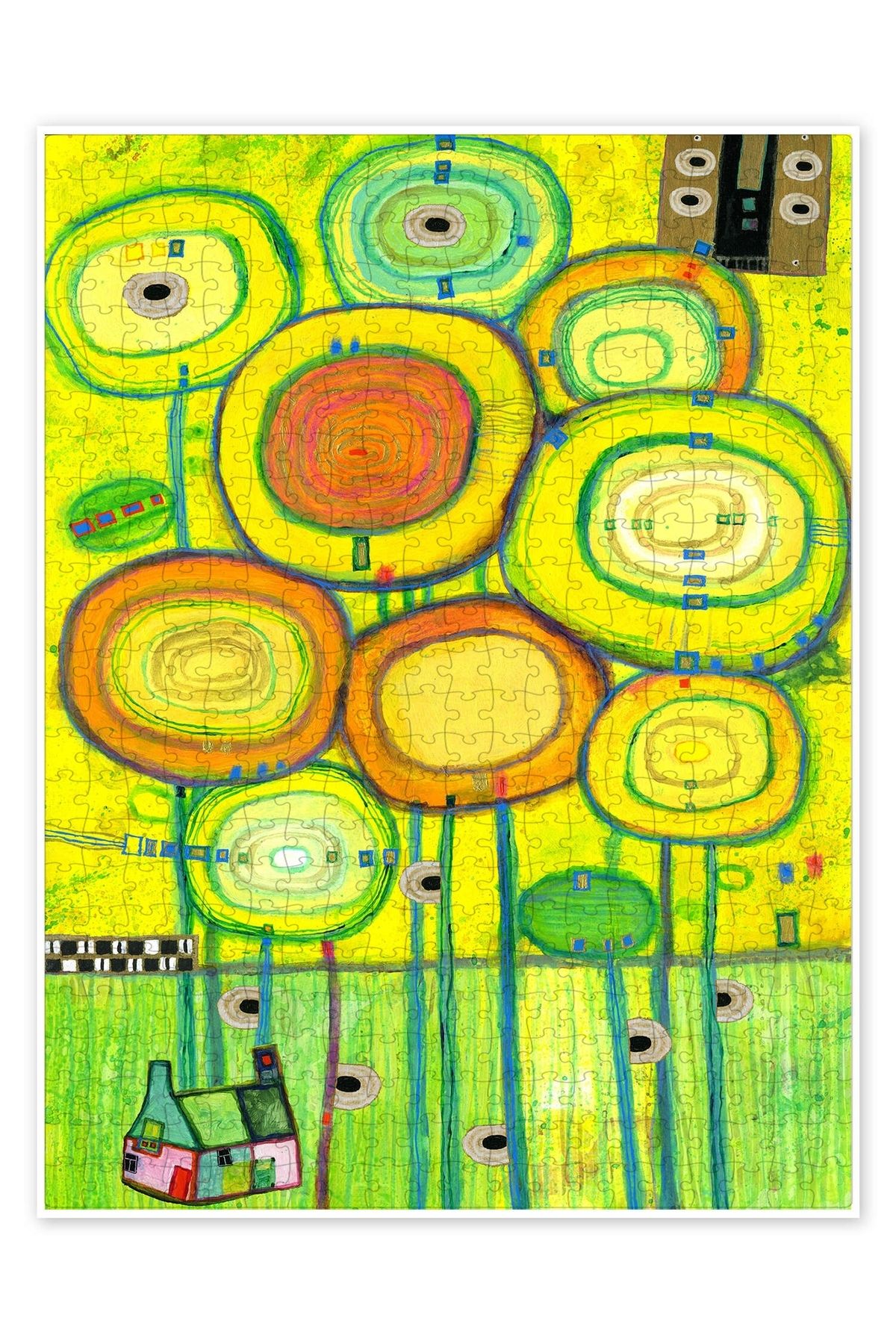Jeronkarji Ayçiçekleri 500 Parça Puzzle Yapboz Bohem Soyut Sanat Temalı