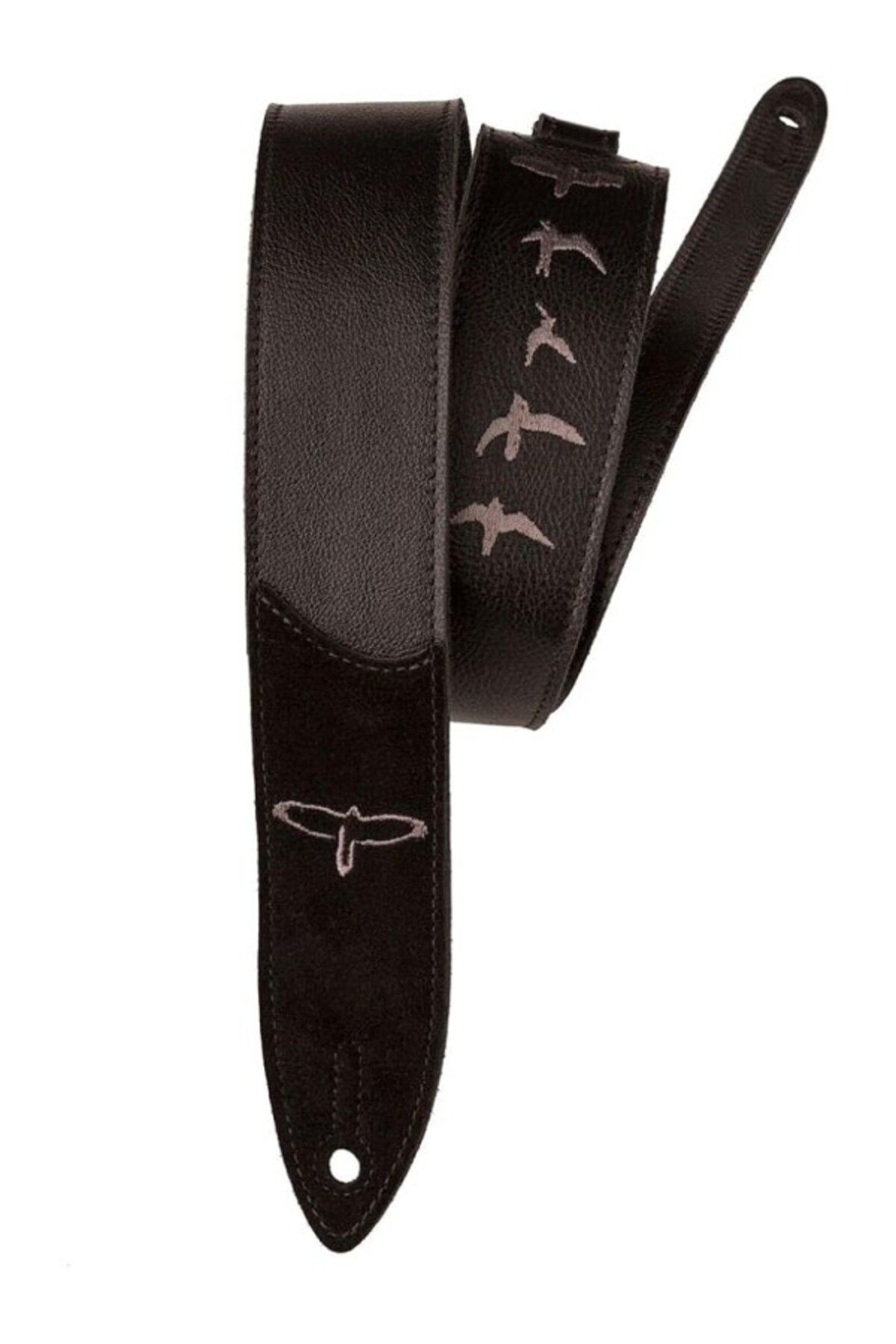 ShopZum Prs Guitars Premium Deri 5 Cm Askı İşlemeli Kuşlar, Siyah (Acc-3166)