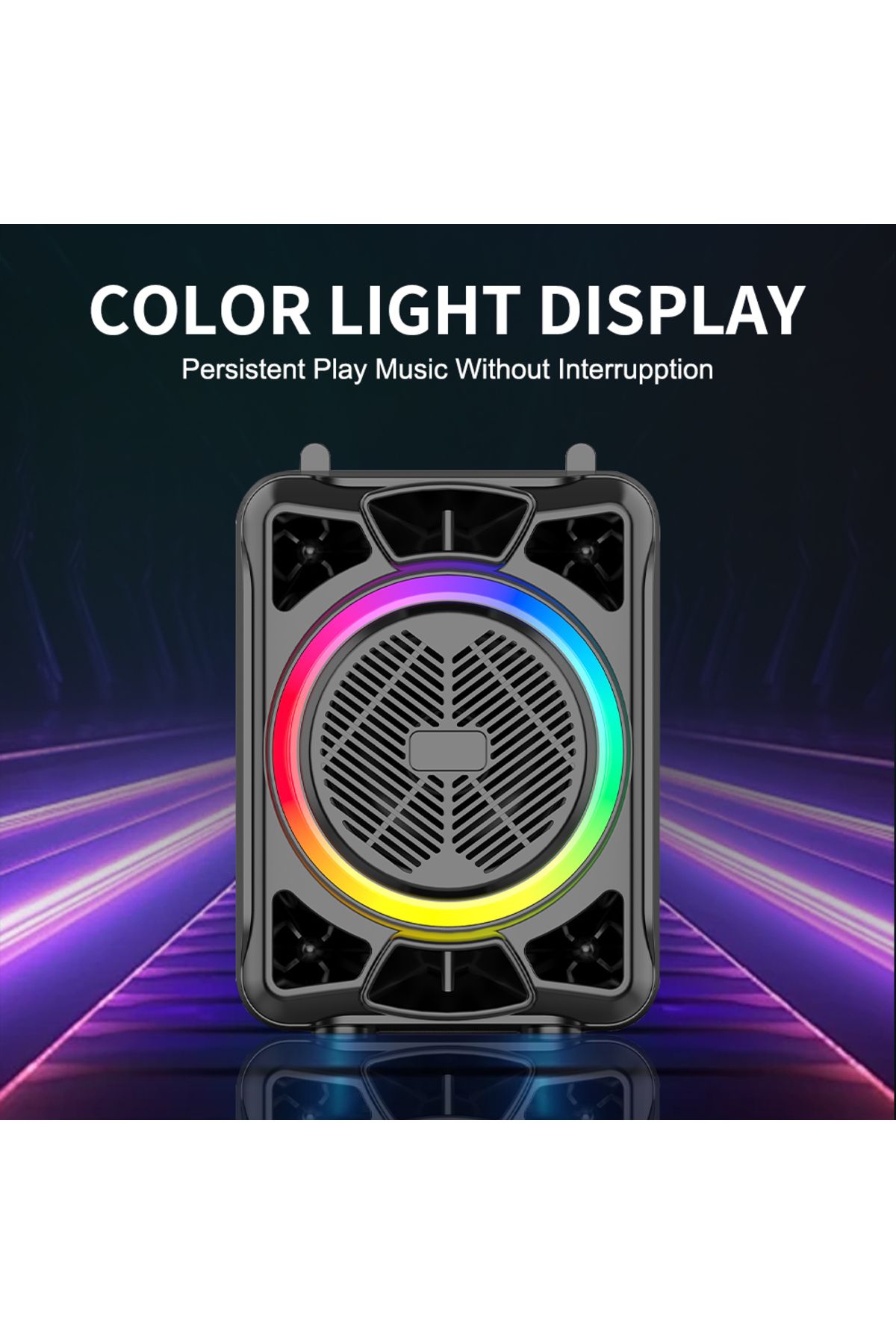 bellami Dijital LED Göstergeli FM Radyolu Mikrofonlu RGB TWS 8 inç Stereo Bass Kablosuz Karaoke Hoparlör