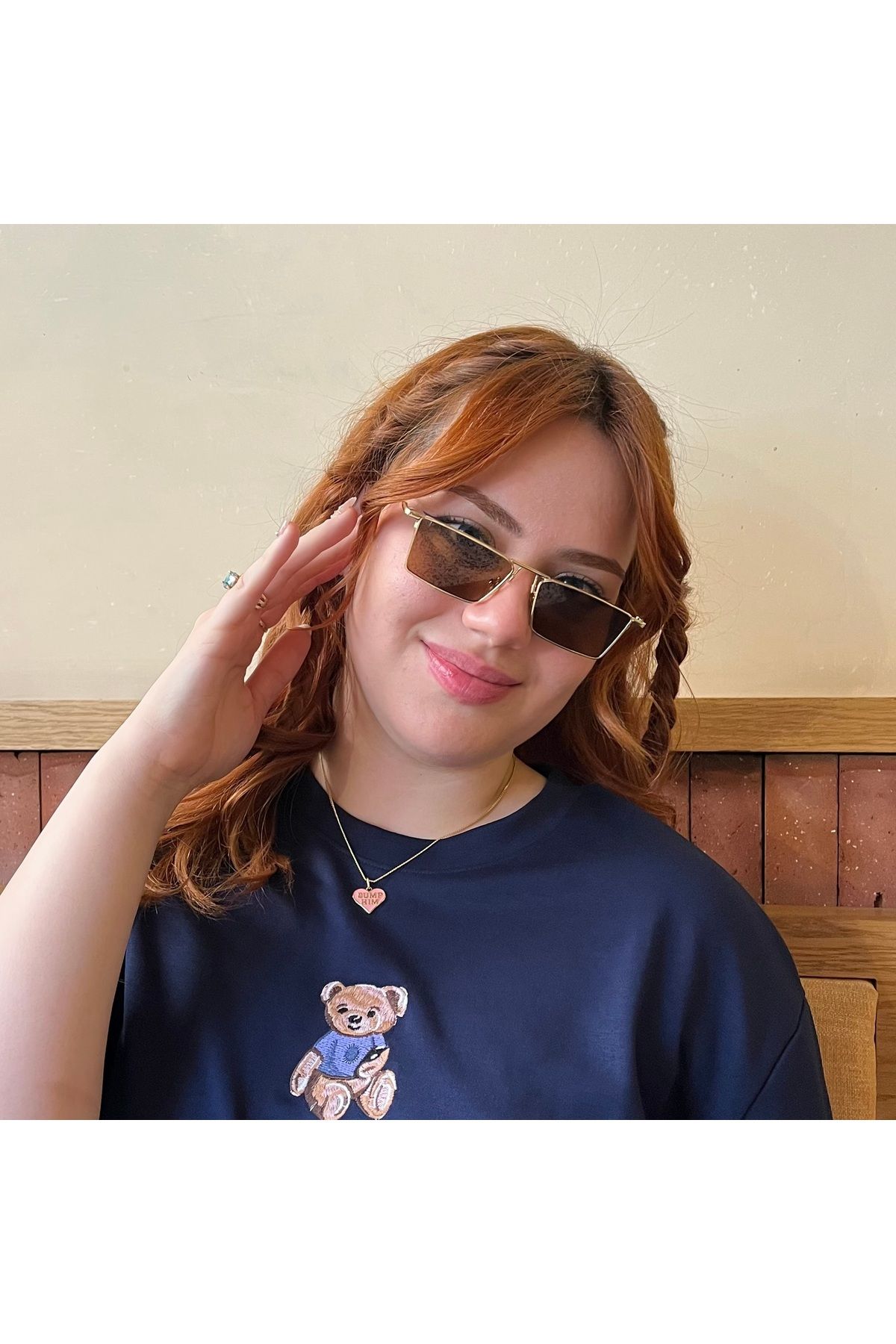 NOYZZ Glow Metal Gold Çerçeve Kahverengi Cam Kadın Güneş Gözlüğü