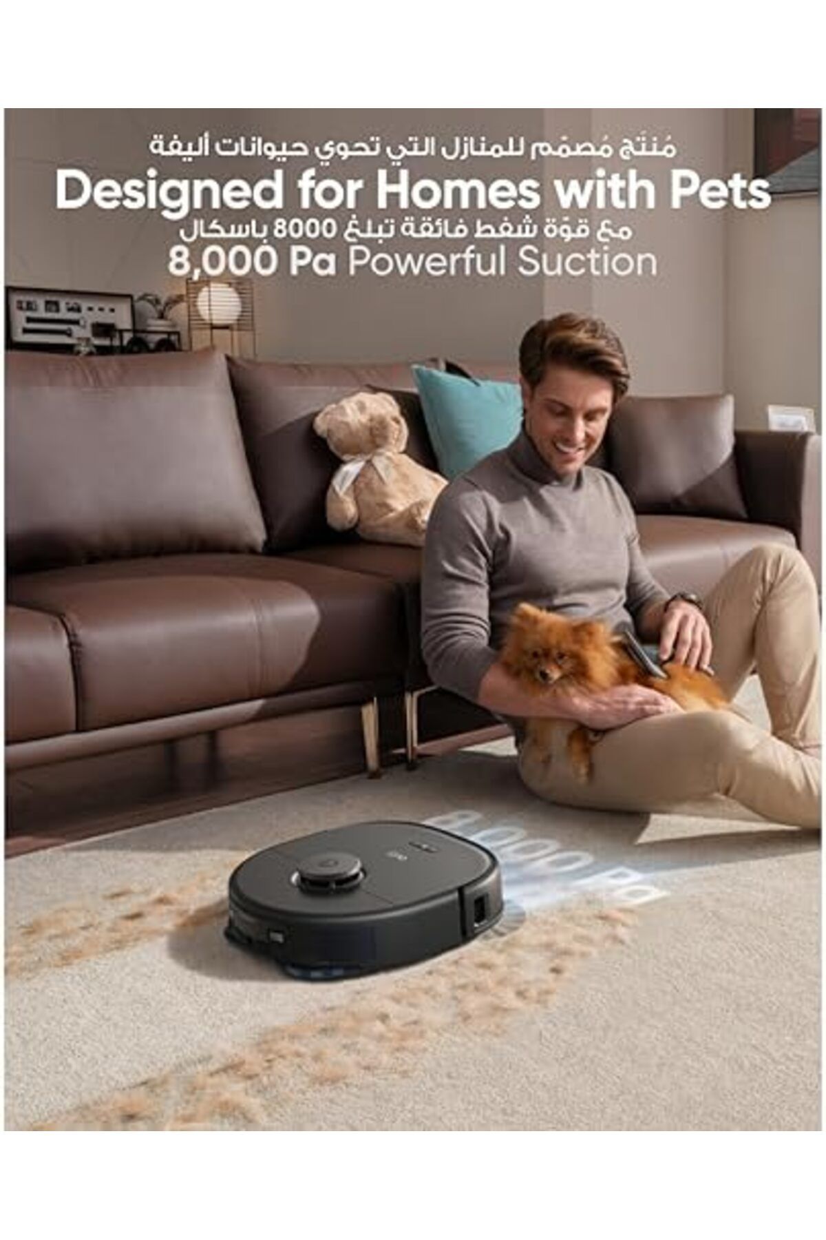 eufy-X10 Pro Omni Robot Vacuum and Mop with 8,000 Pa Suction, Dual Mops with 12 mm Auto-Lift and Car 8