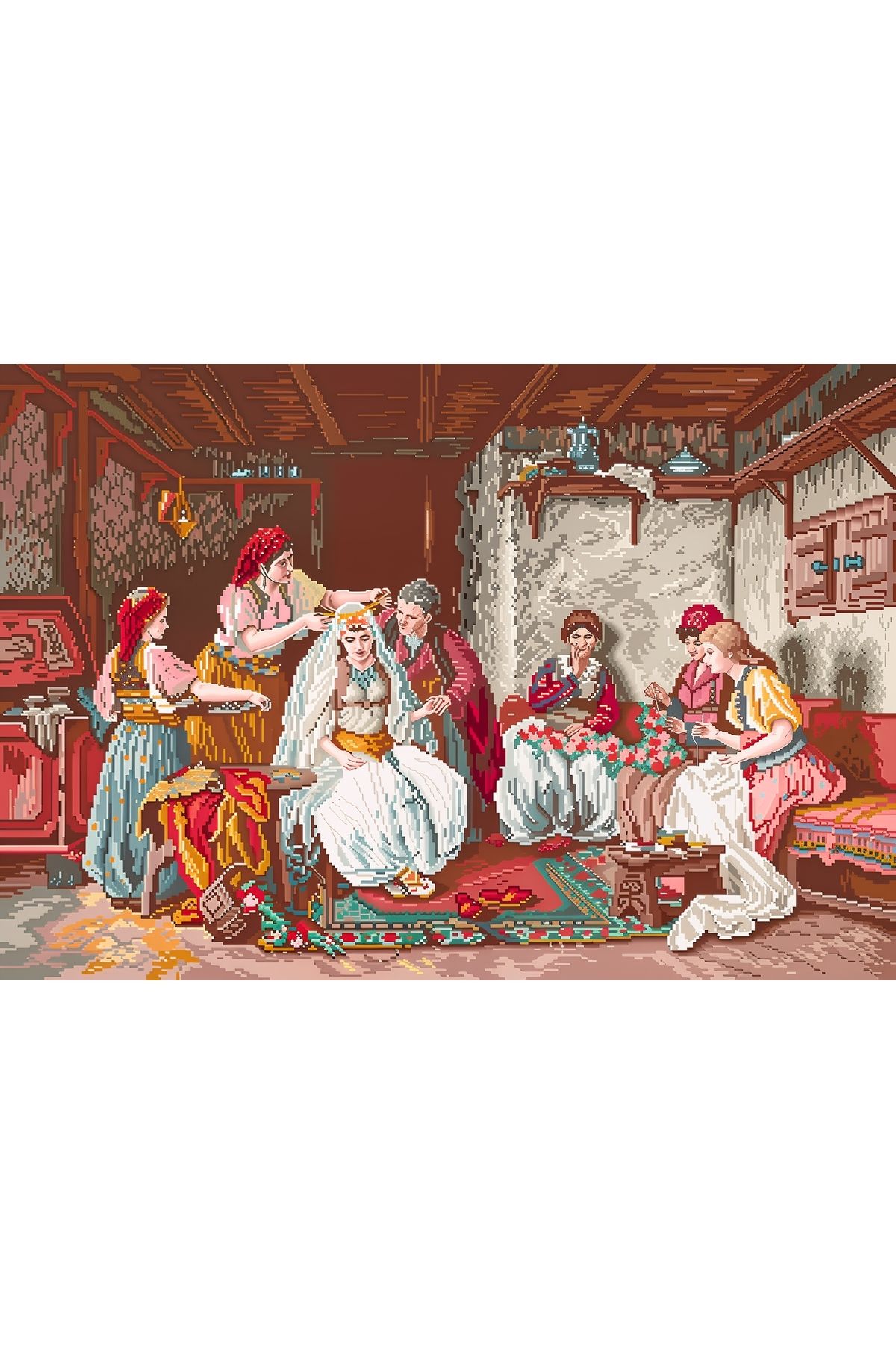 Goblen Atölyesi 50*60 cm etamine baskı ipli türk düğünü goblen atölyesi