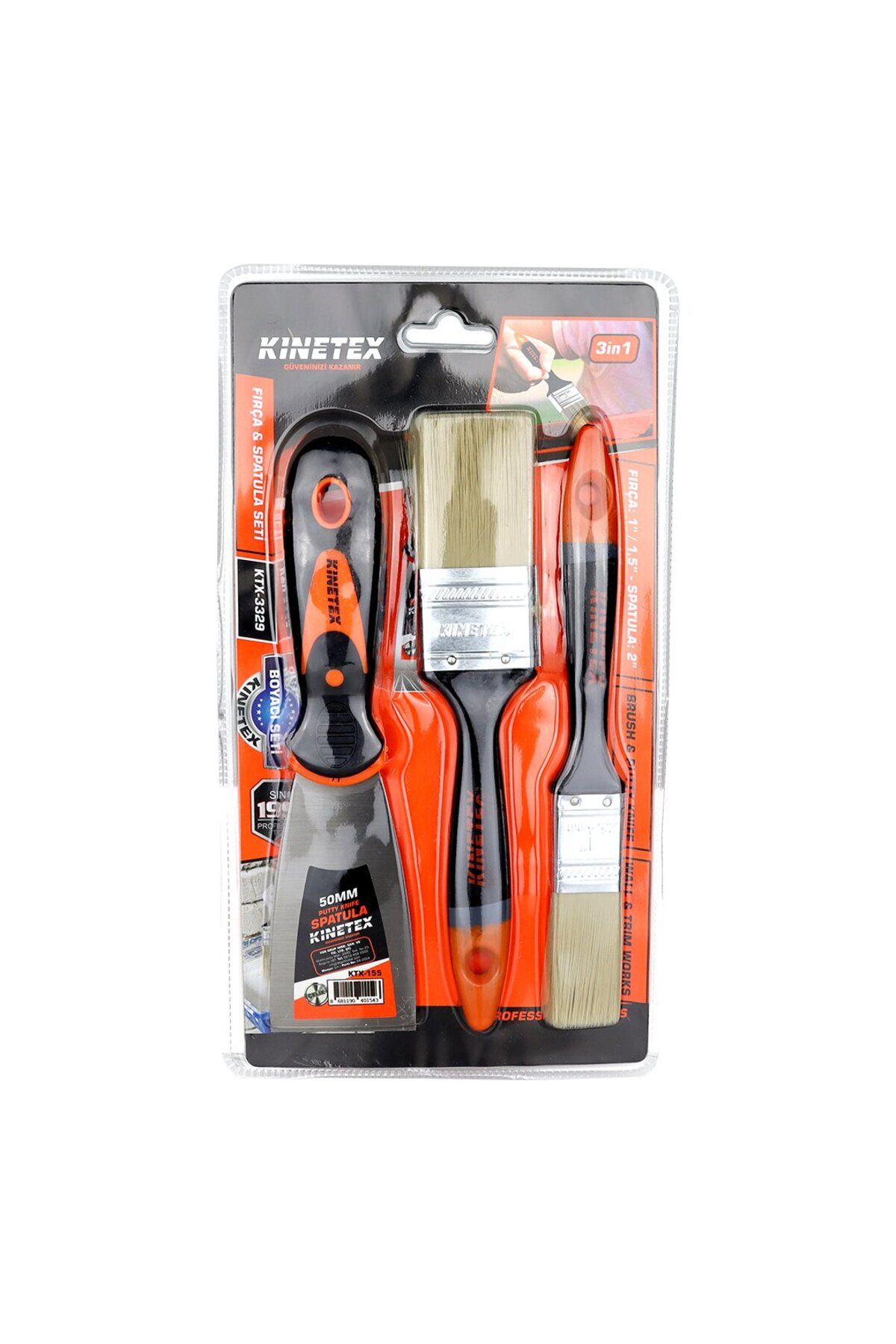 BORATİC 3PCS BOYACI - NALBUR SET 50MM SPATULA - 2X KESTİRME FIRÇA (4987)