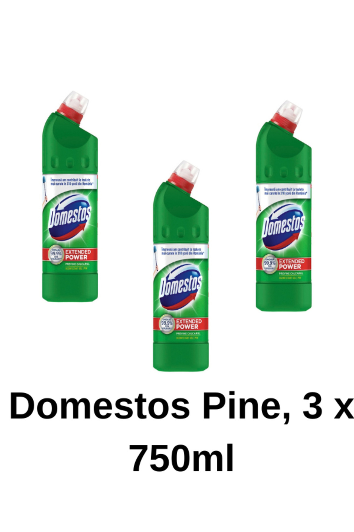 Domestos Dezinfectant anti-calcar cu aromă de pin, 750 ml x3 bucăți