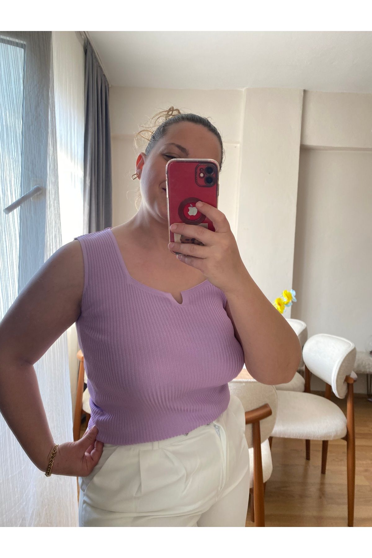 Tisya butik Kare Yaka Fitilli Kolsuz Atlet Bluz