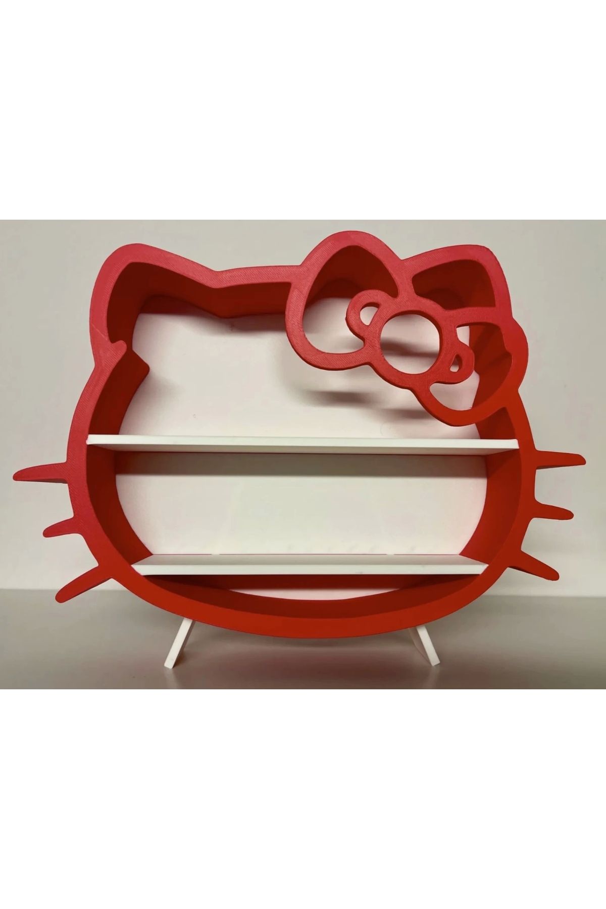 Ceres Studio Dekoratif Hello Kitty Kesimli Masa Şifonyer Süsü - Kırmızı Kasa - Kırmızı Fiyonk