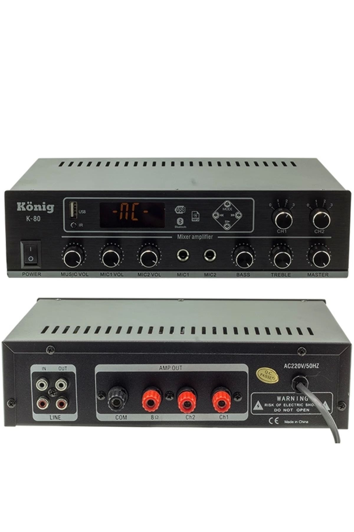 CENEN König K-80 Mini-80w 100v/70v/4-16 Ohm Usb/sd/bluetooth/2 Bölgeli 2 Mik.giriş Trafolu Anfi