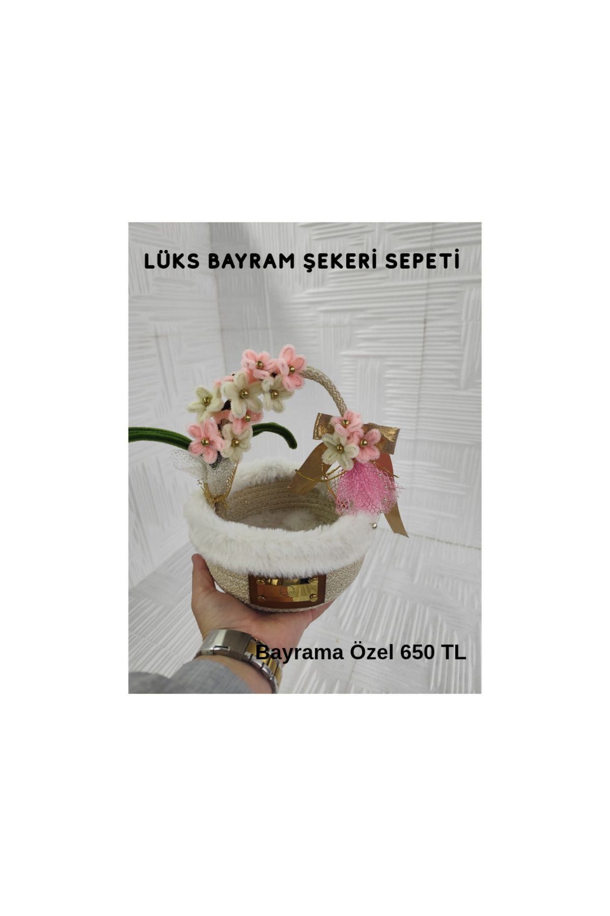 RH GALAXİ TEKSTİL 🌸 Lüks Bayram Şekeri Sepeti – El Yapımı, Çok Amaçlı, Dekoratif Kordon Sepet 🌸