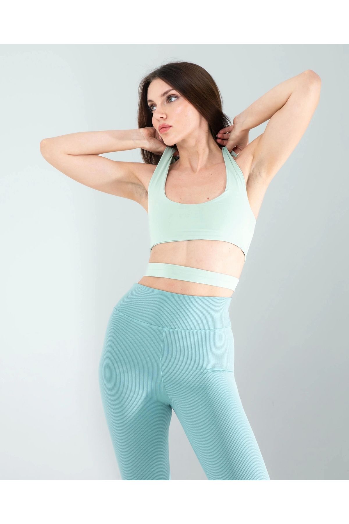 OurStyles Mint Önü Kurdeleli Askılı Dalgıç Crop