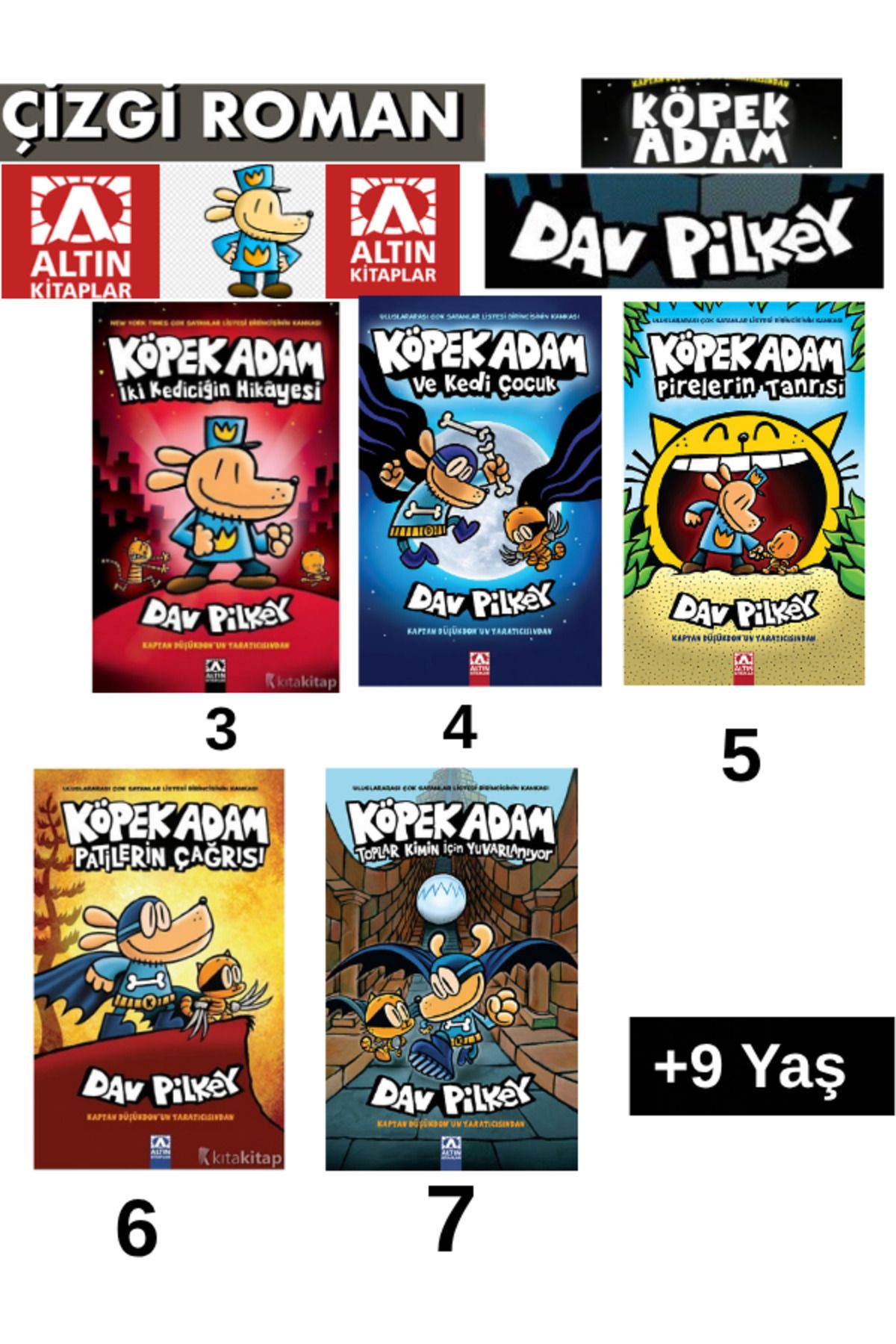 Fenomen Yayıncılık KöpekAdam 3-4-5-6-7.Kitap 5 Kitap Çizgi Roman +9 Yaş