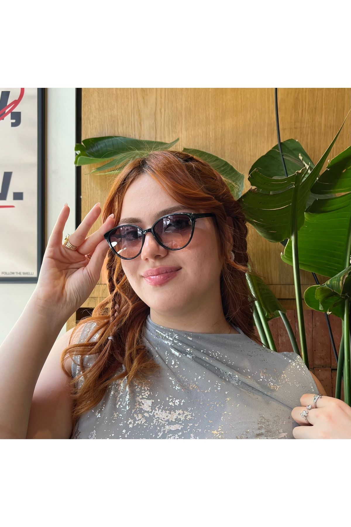 NOYZZ Laura Cat Eye İnce Siyah Çerçeve Turuncu Degrade Cam Kadın Güneş Gözlüğü