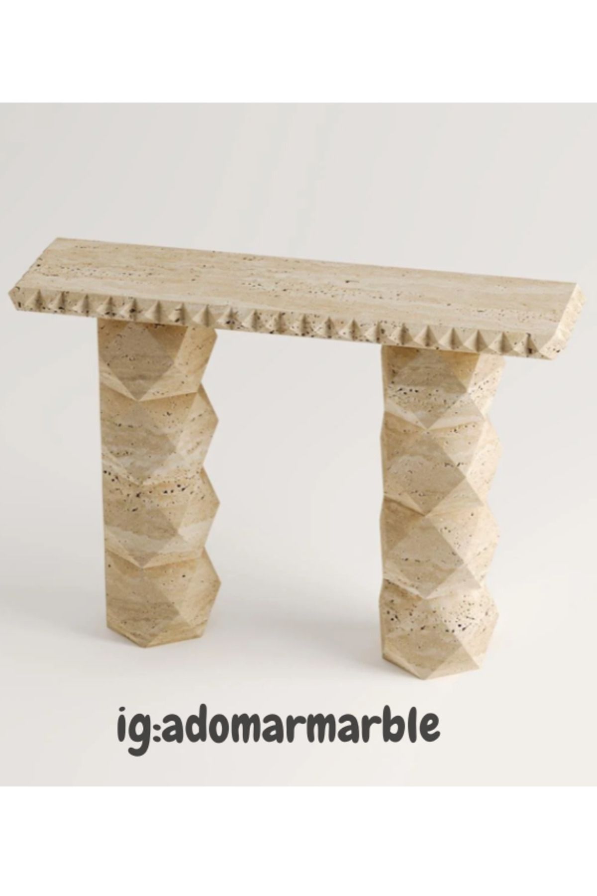 adomarmarblehandmadeandluxury ADOMAR Traverten Dresuar, Mermer Dresuar, Antre Dresuar, %100 Doğal Taş, Konsol Masası, Özel Ölçü