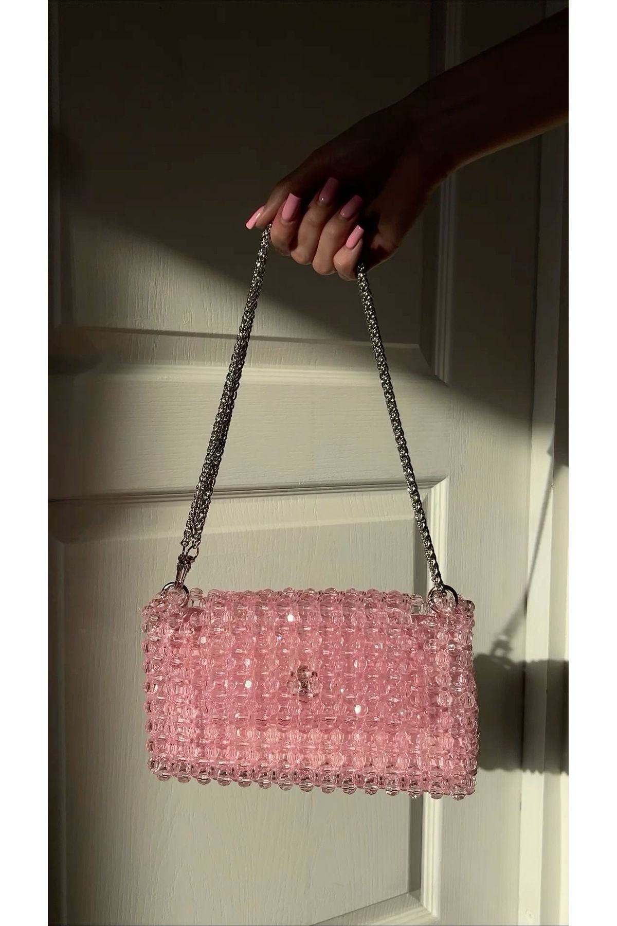MYSENA Pembe boncuk çanta