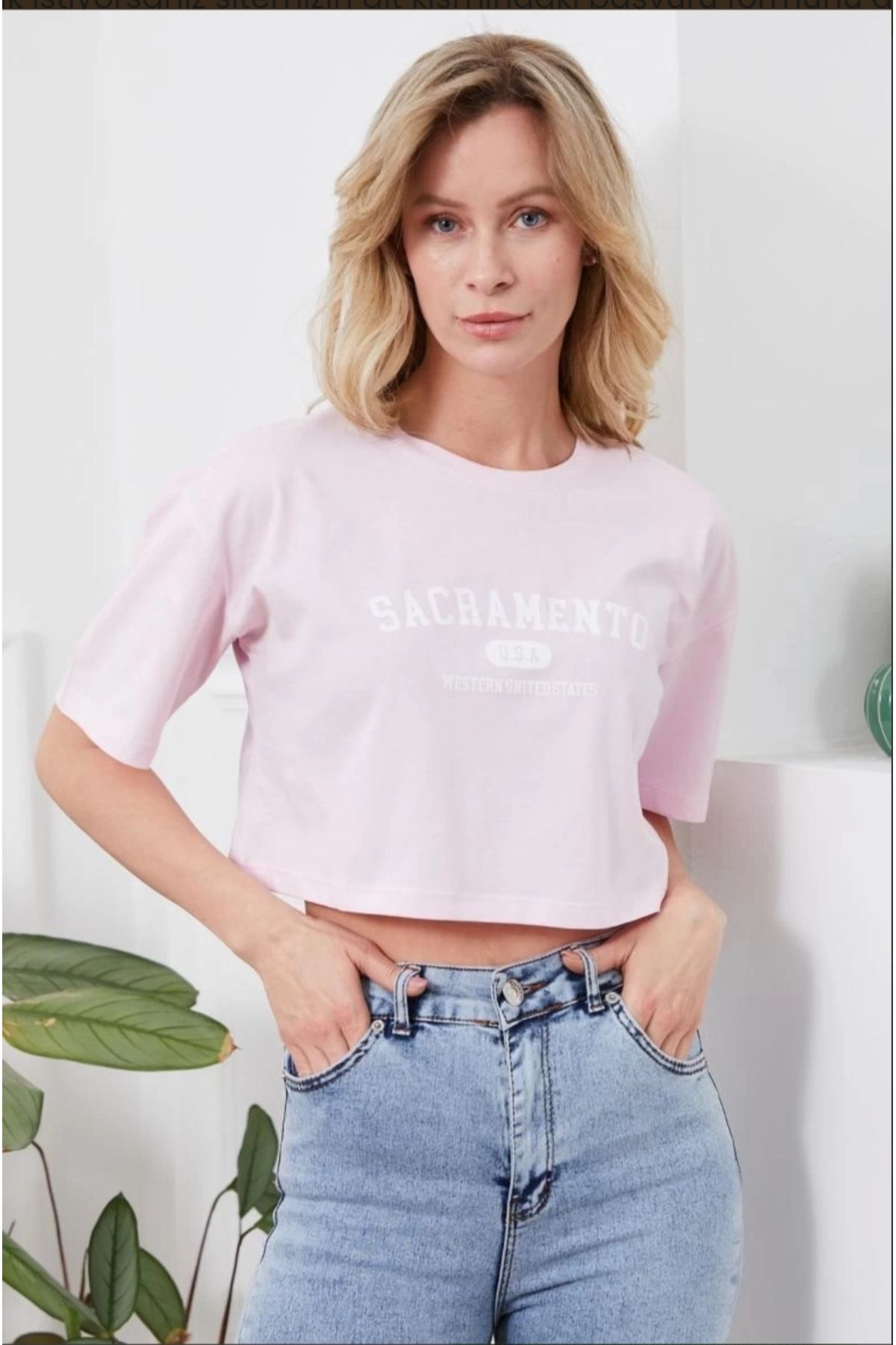 MODA Baskılı Crop tişört