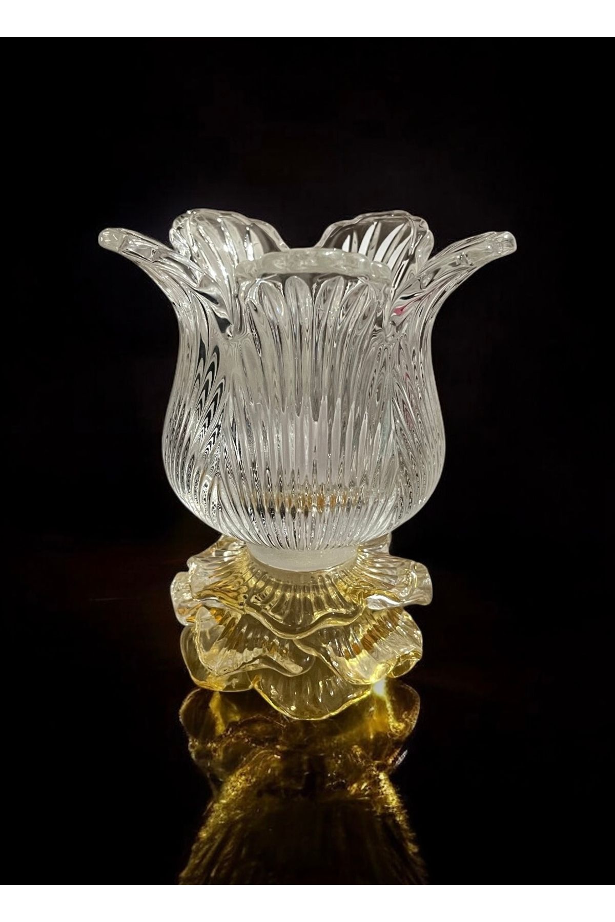 İthal Dekoratif Pilli Çiçek Kristal Masa Lambası Romantik Led Gece Lambası