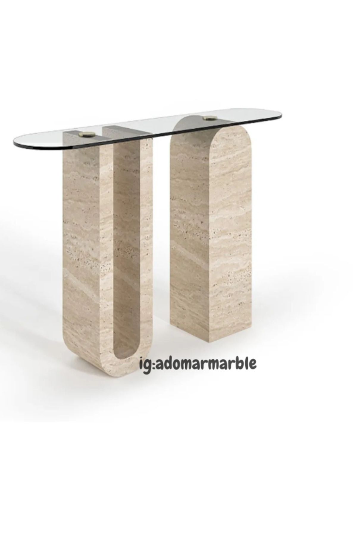 adomarmarblehandmadeandluxury ADOMAR Traverten Dresuar, Mermer Dresuar, Antre Dresuar, %100 Doğal Taş, Konsol Masası, Özel Ölçü