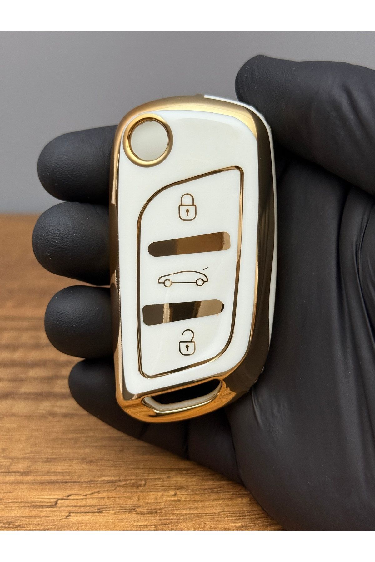 Mavi Keys Citroen Berlingo C2, C3, C4 Peugeot Partner 307, 207 308 5008 3 düğmeli Silikon Anahtar Kılıfı Beyaz