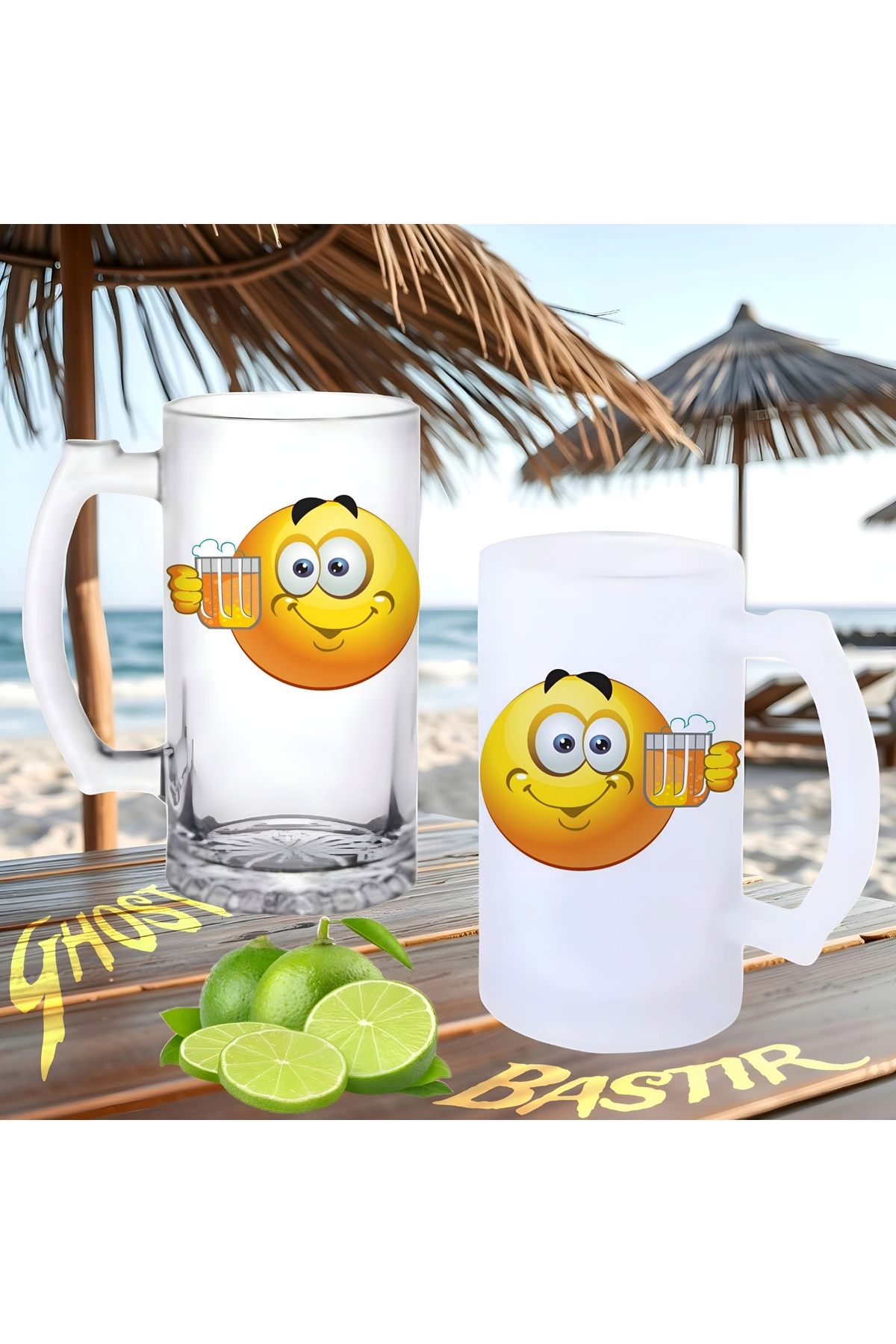 Ghostbusters Şerefe emoji buzlu ya da buzsuz bira bardağı