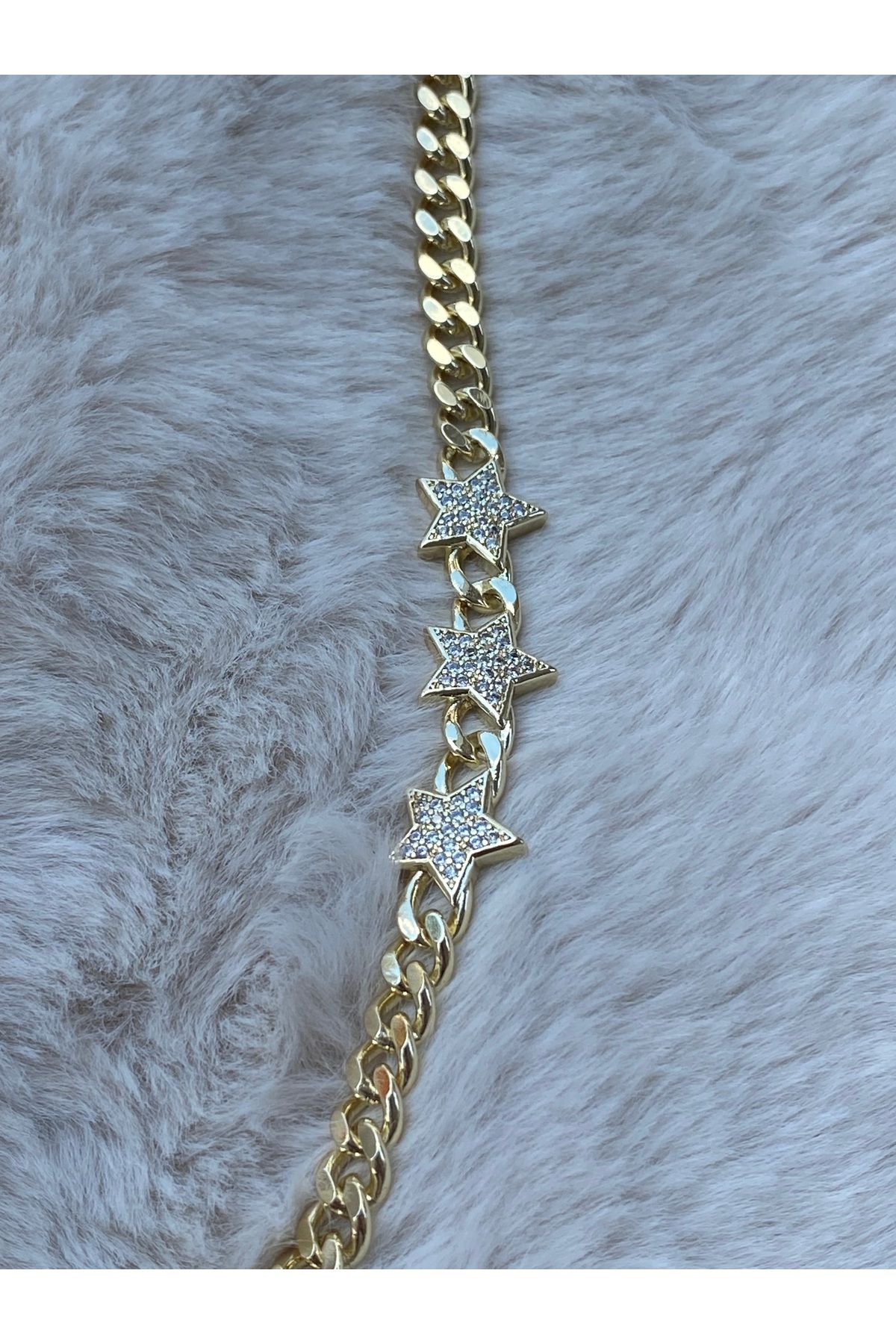 BEKLEMİN TAKILARI XUPİNG 14K 3 YILDIZLI ZİNCİR BİLEKLİK (18 cm+ 2 cm uzatma eki )