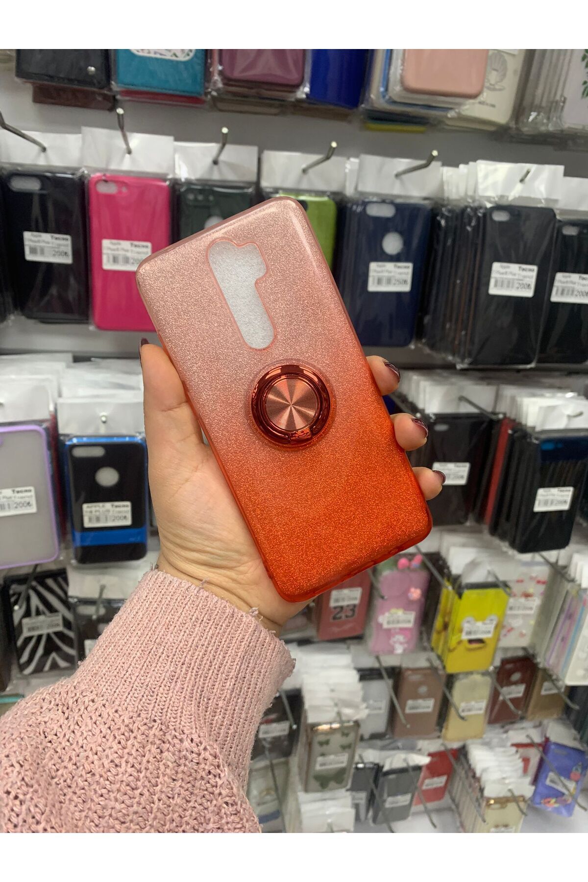 TECNOTREND Xiaomi Redmi Note 8 Pro Simli yüzüklü silikon kılıf