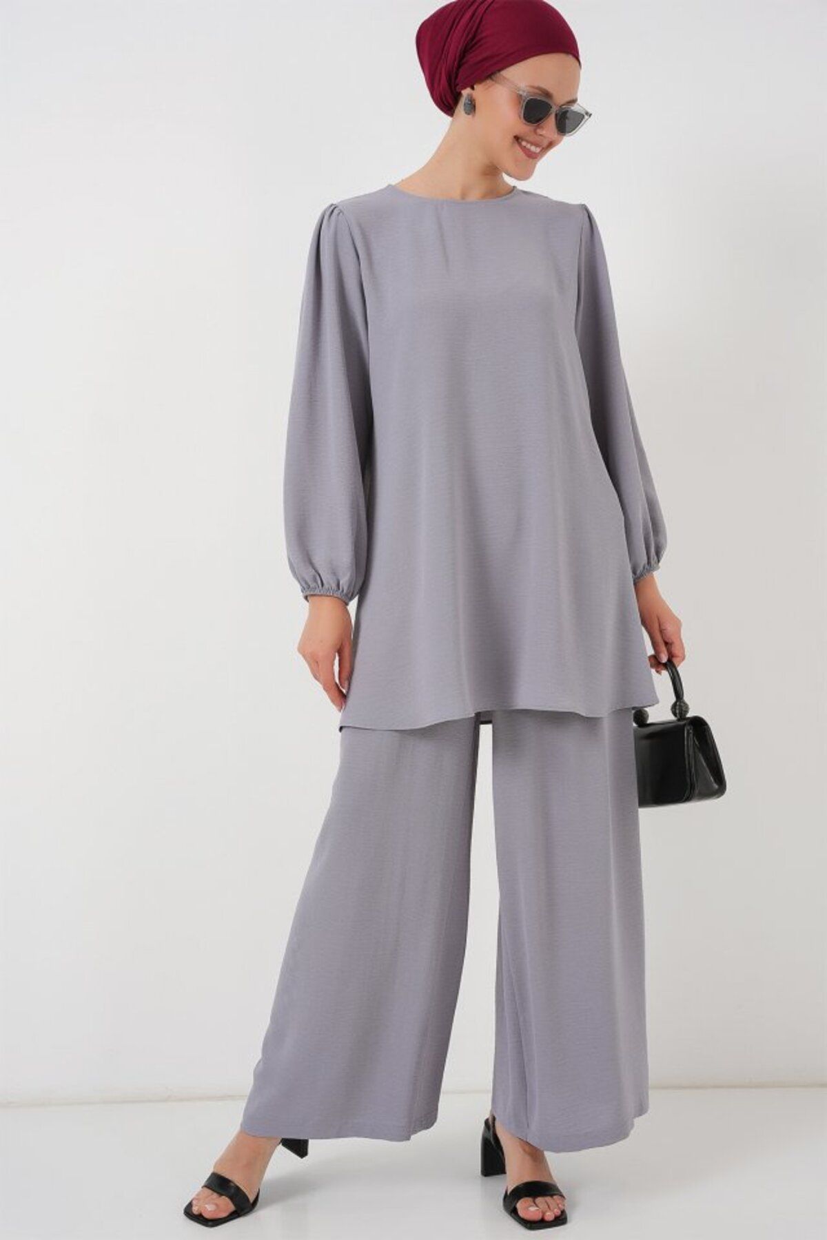 novafems Ayrobin Tunik Pantolon Alt Üst Takım 6712 - Gri