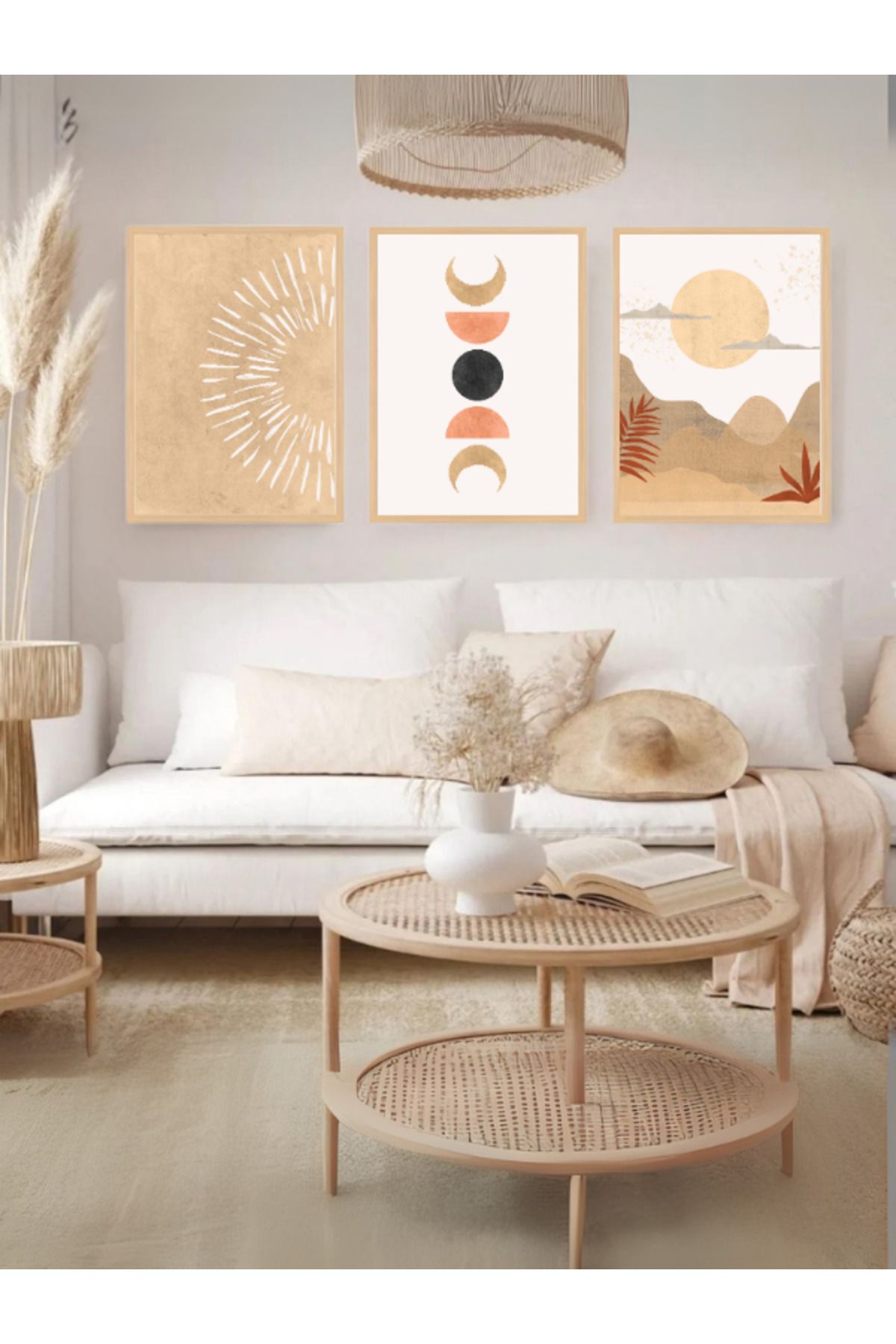 Tuba Decor 3 Parça Ahşap Çerçeve Görünümlü Mdf Tablo Seti