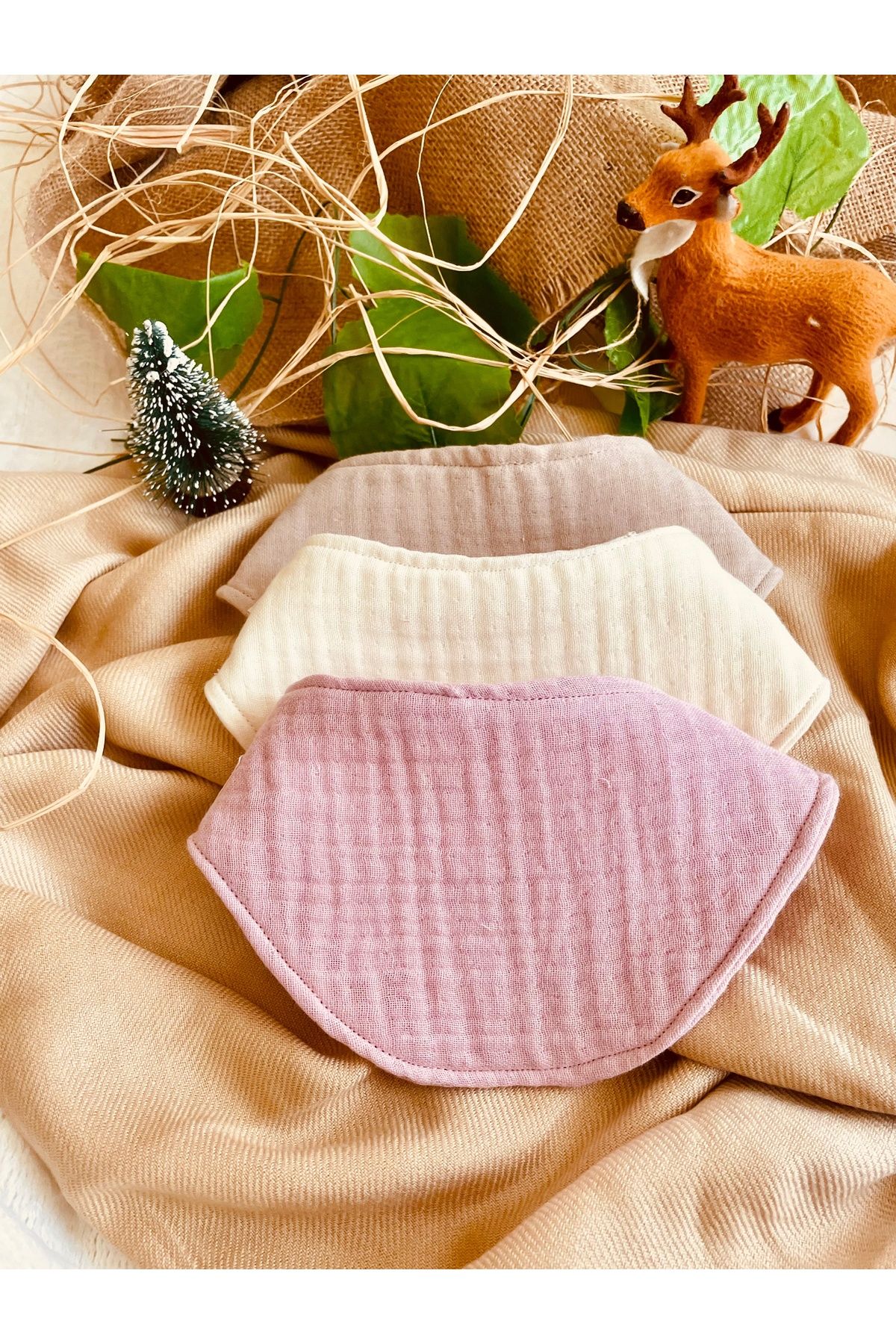Baby Heaven Bebek Müslin Önlük %100 Pamuklu Organik 3'lü Set