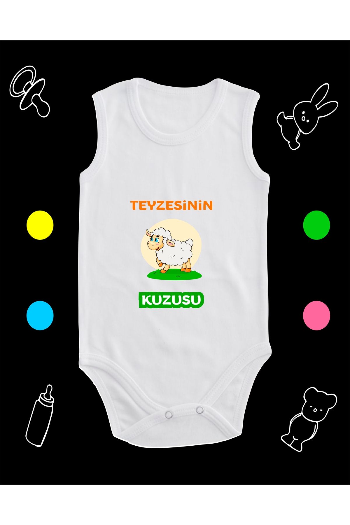 enmalife Pamuklu Teyzesinin Kuzusu Baskılı Penye Bebek Body Çıtçıtlı Badi Zıbın TYK123