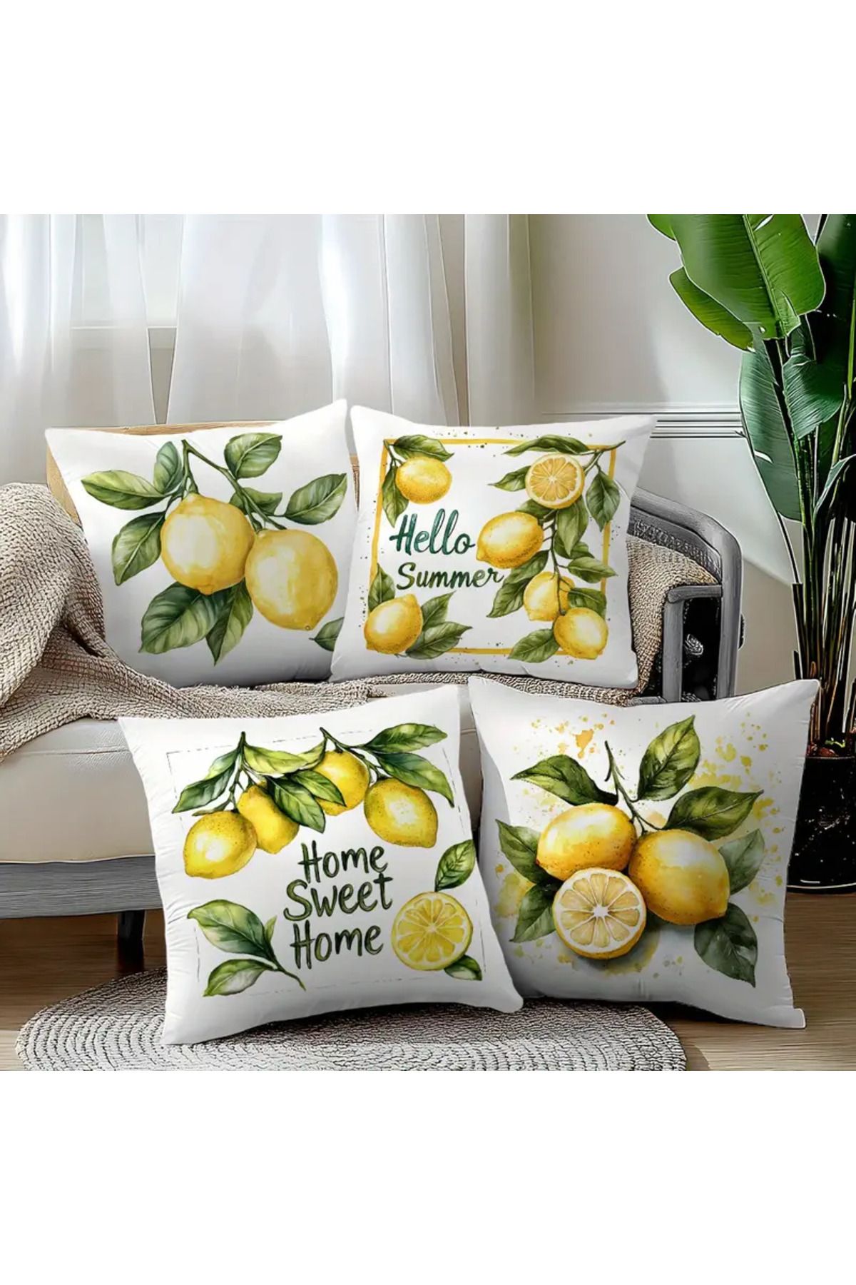 dukart home limon desenli kırlent kılıfı