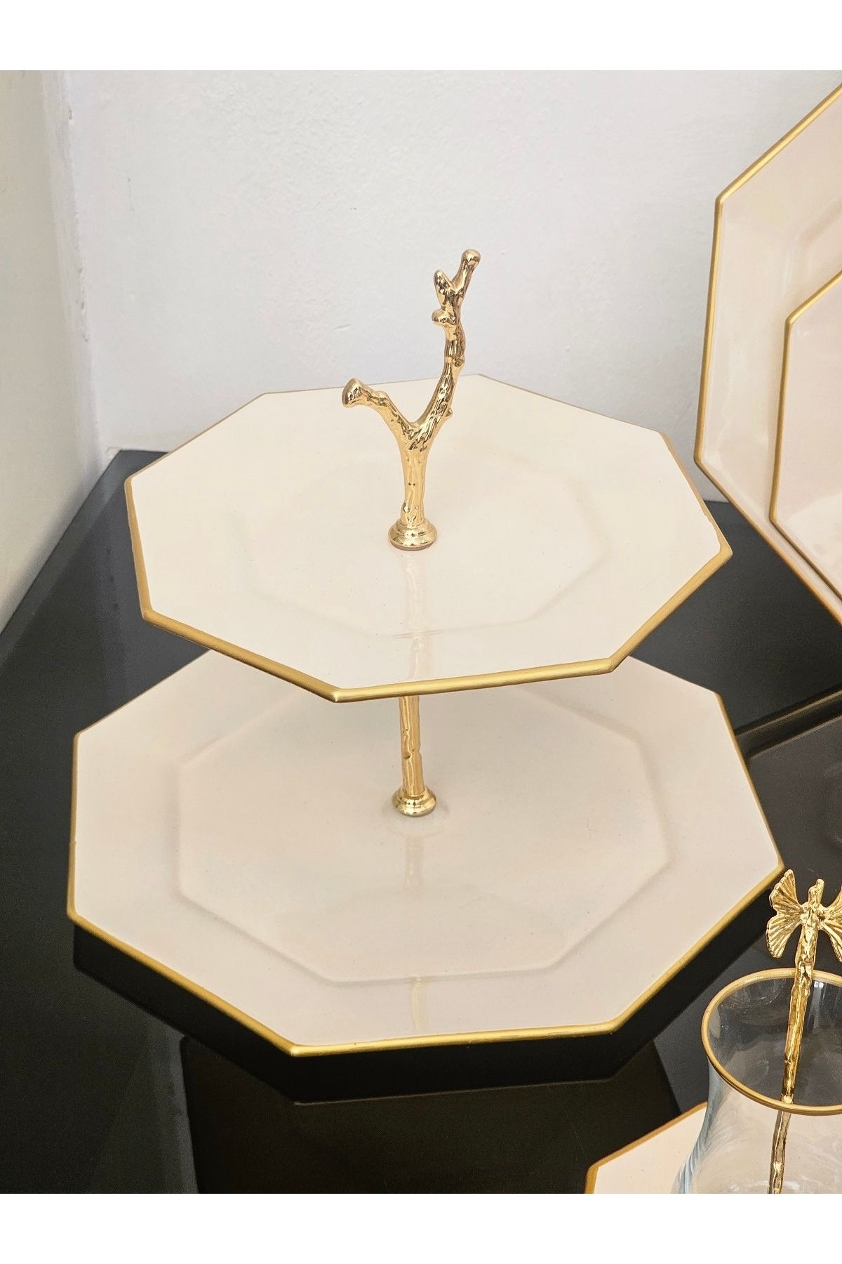 Barok Kurabıyelık gold krem cam