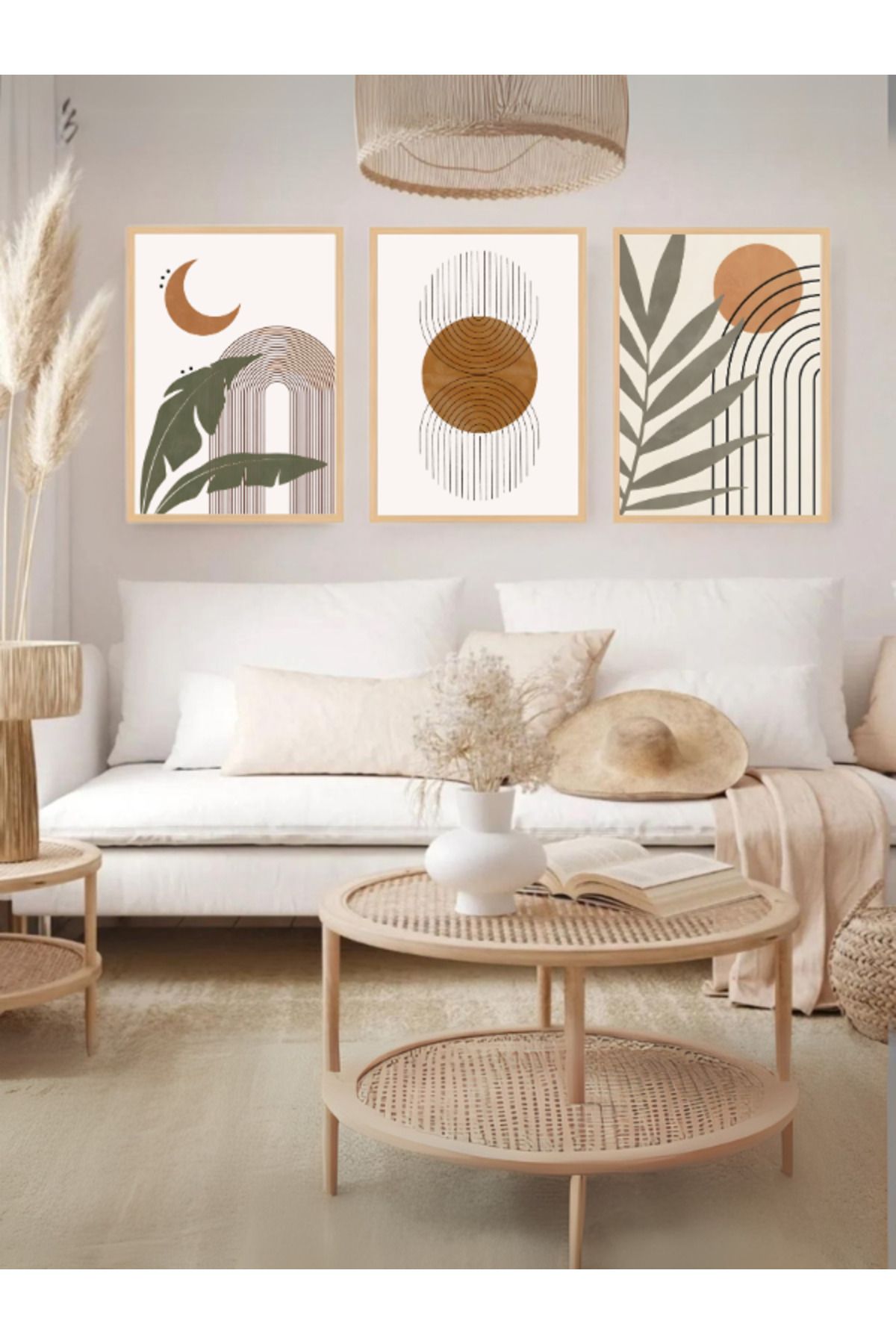 Tuba Decor 3 Parça Ahşap Çerçeve Görünümlü Mdf Tablo Seti